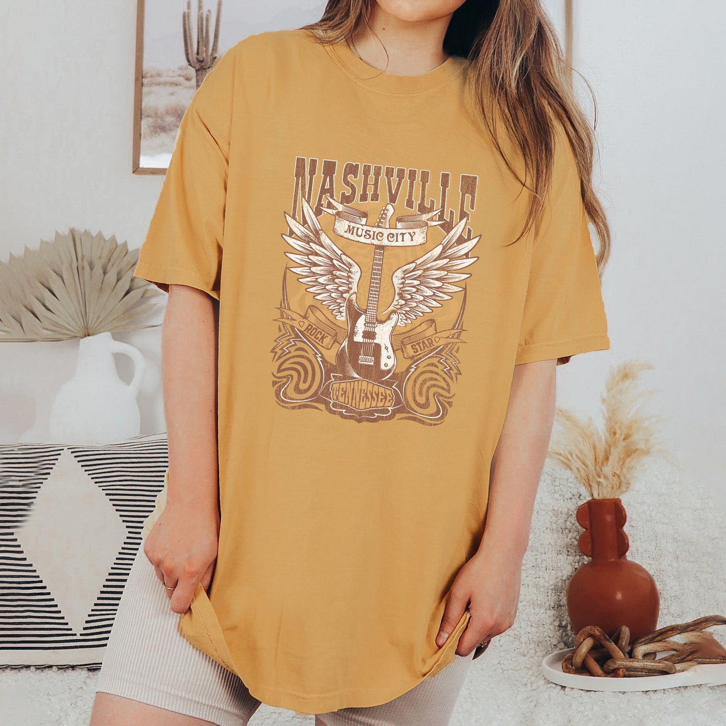 Nashville Guitar Wings | Garment Dyed Short Sleeve Tee