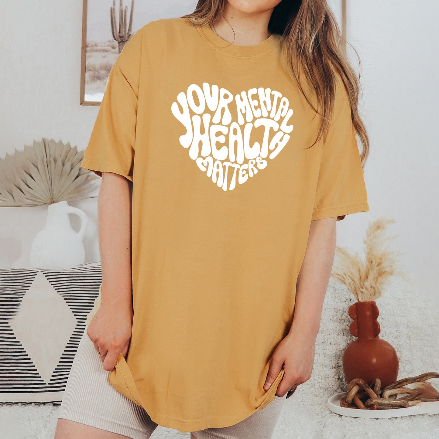 Your Mental Health Matters Heart | Garment Dyed Short Sleeve Tee