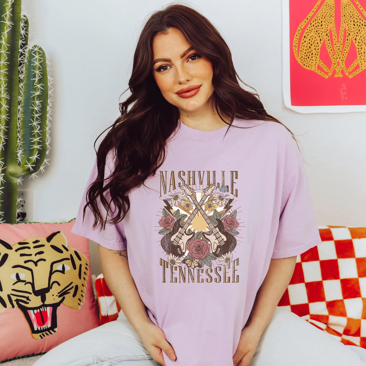 Nashville Retro Flowers | Garment Dyed Short Sleeve Tee