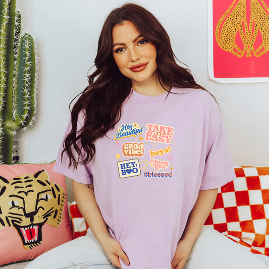Positive Vibes Collage | Garment Dyed Short Sleeve Tee