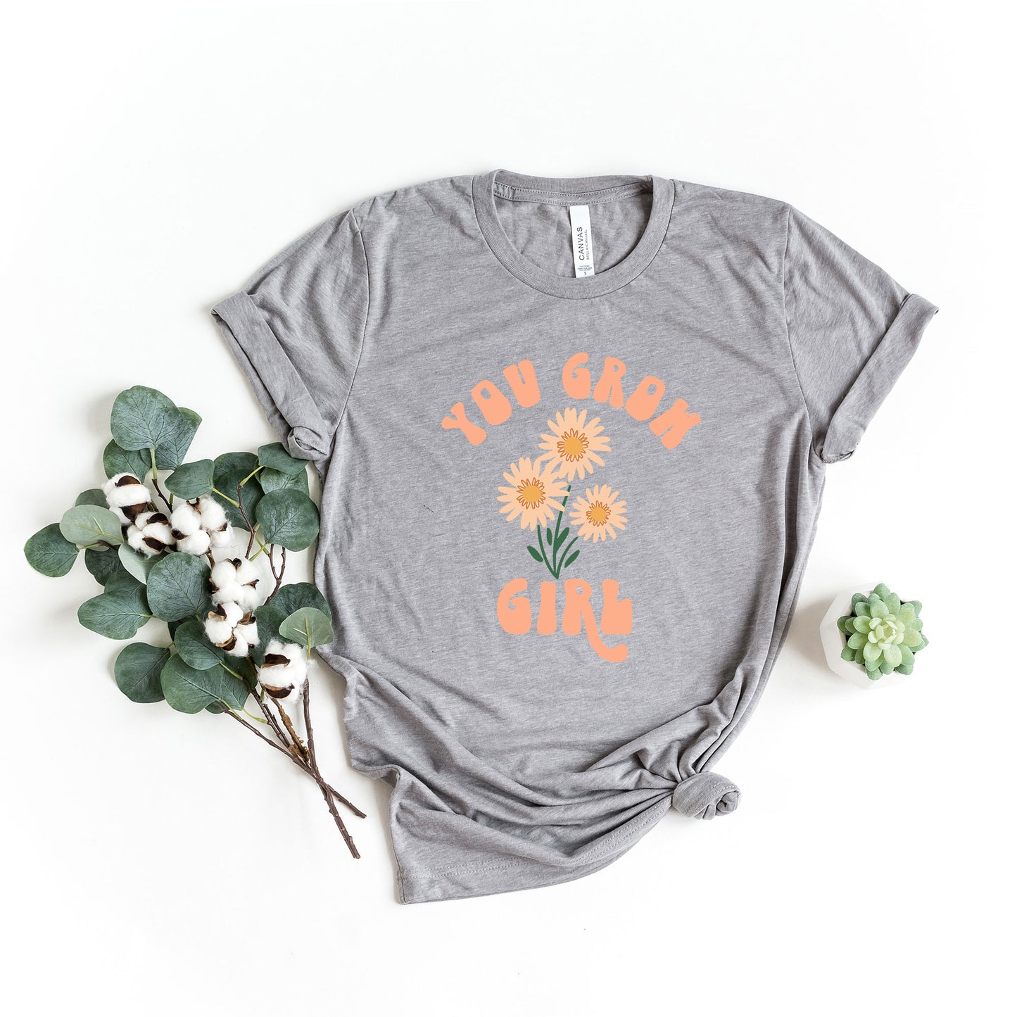 You Grow Girl Colorful Flowers | Short Sleeve Graphic Tee