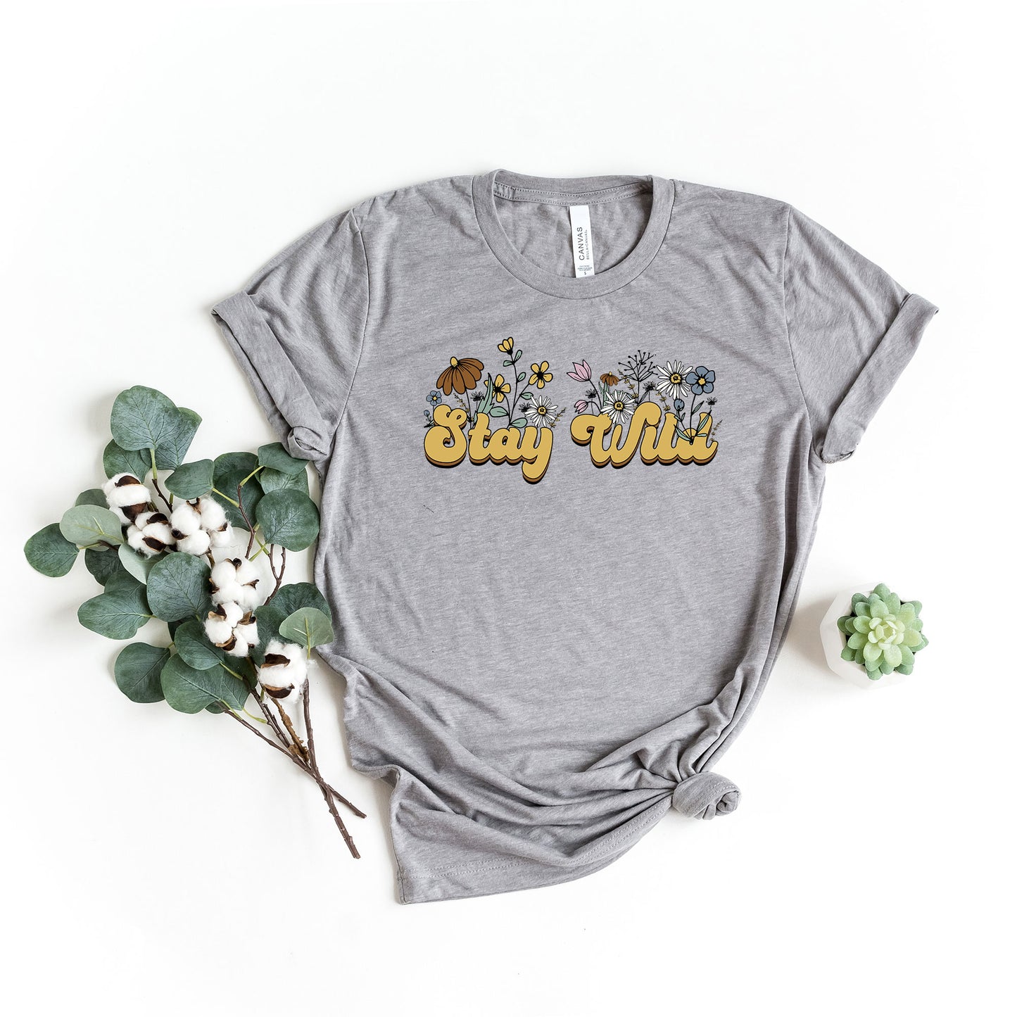 Stay Wild Colorful Flowers | Short Sleeve Graphic Tee