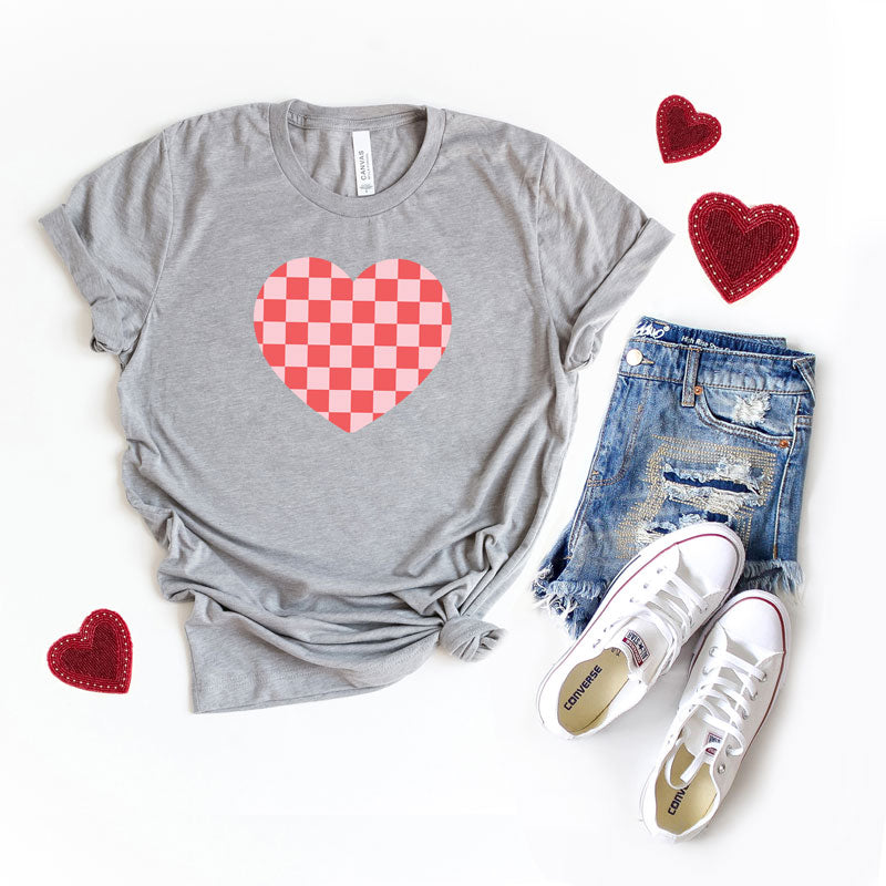 Valentines Checkered Heart | Short Sleeve Graphic Tee