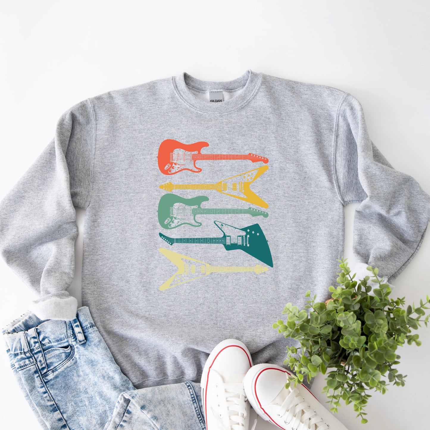 Colorful Electric Guitar Stacked | Sweatshirt