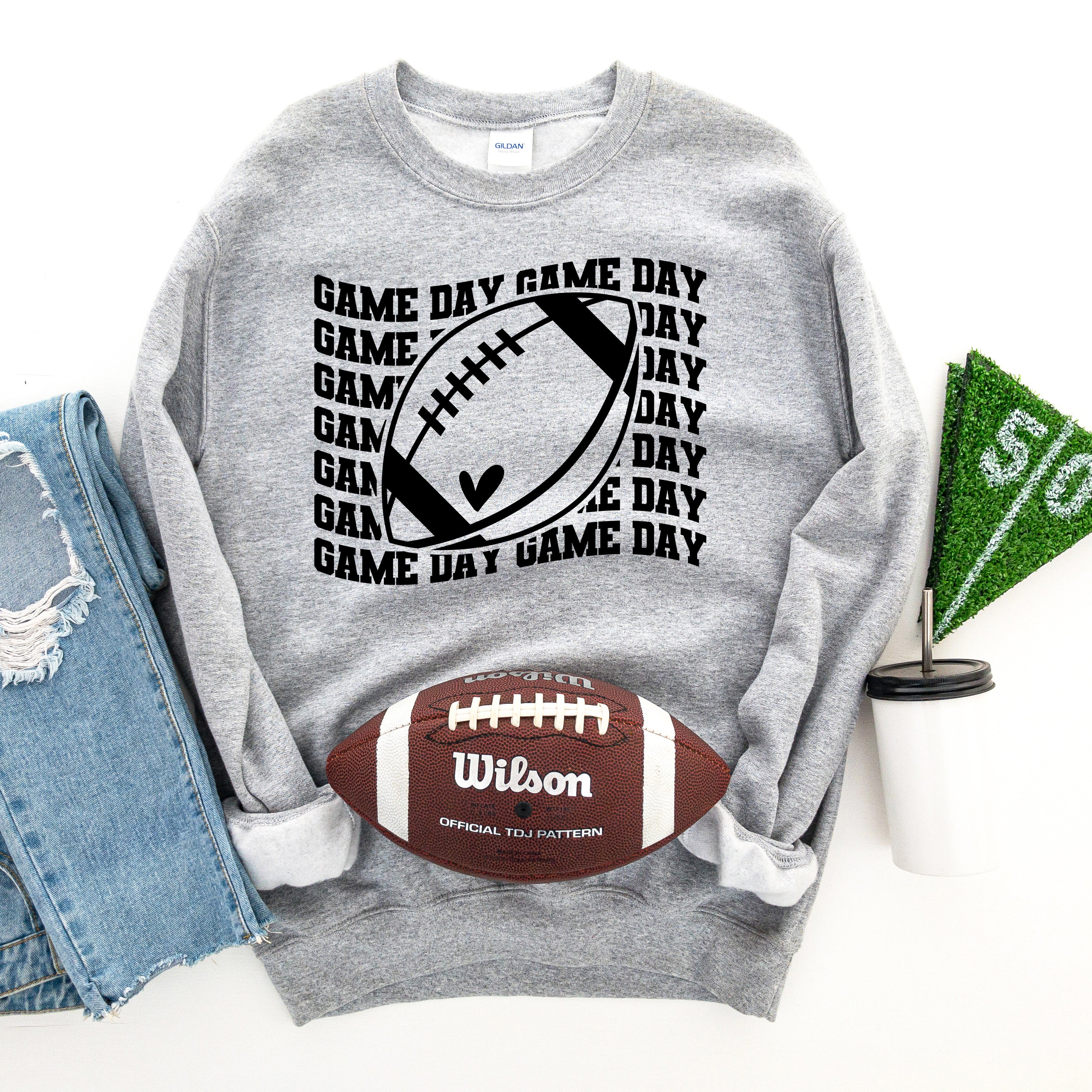 Football Game Day Stacked Wavy | Sweatshirt