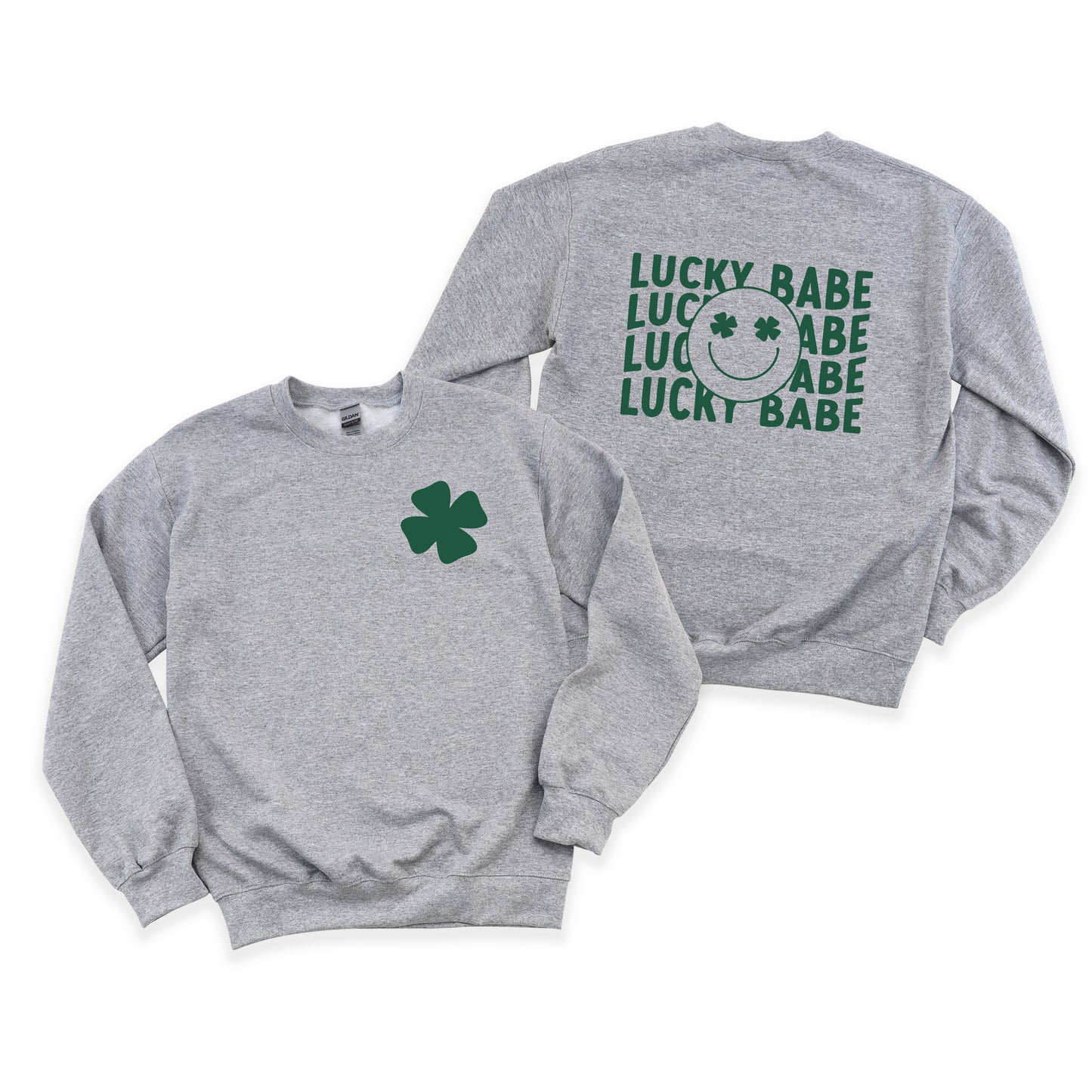 Smiley Lucky Babe Stacked | Front and Back Sweatshirt