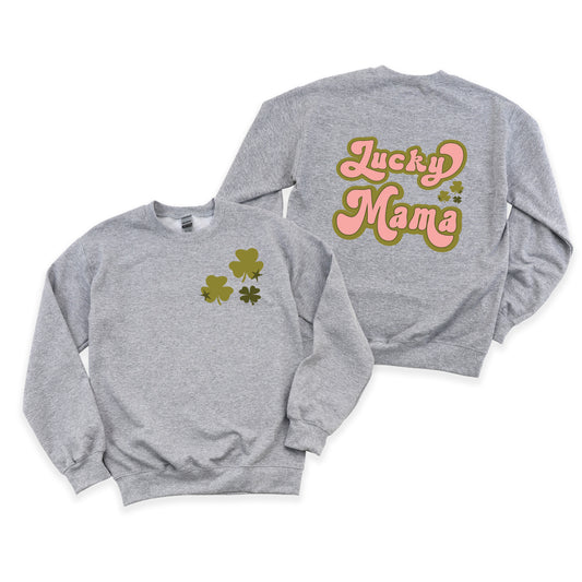 Lucky Mama Retro Clovers | Front and Back Sweatshirt