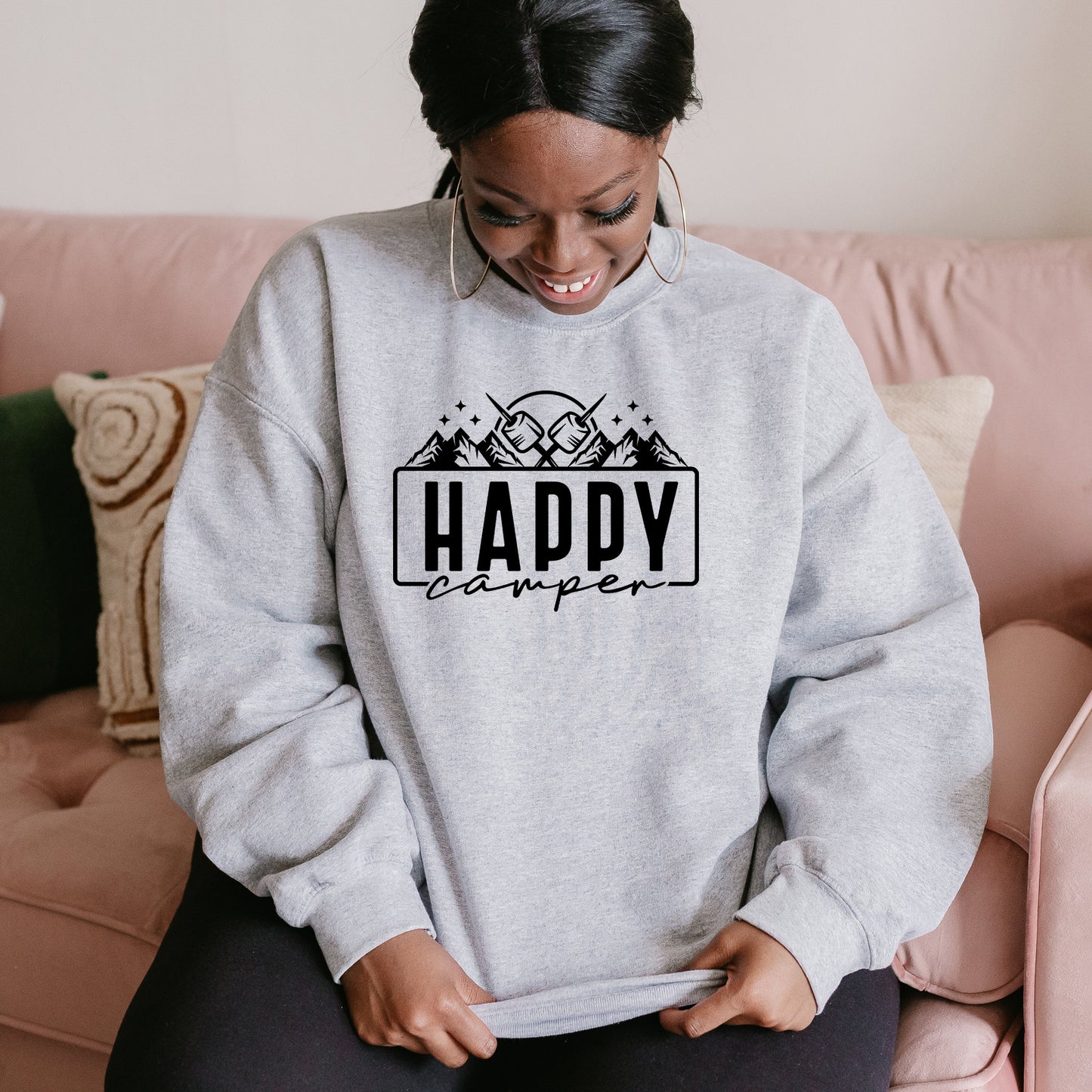 Happy Camper Mountains and Smores | Plus Size Sweatshirt