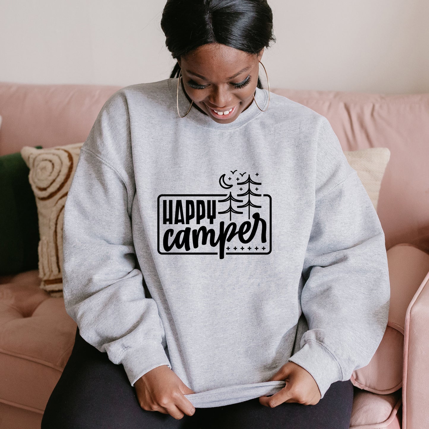Happy Camper Trees Night | Plus Size Sweatshirt