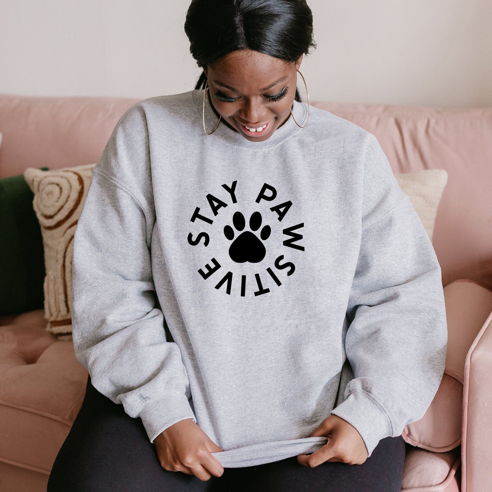 Stay Pawsitive Paw | Plus Size Sweatshirt