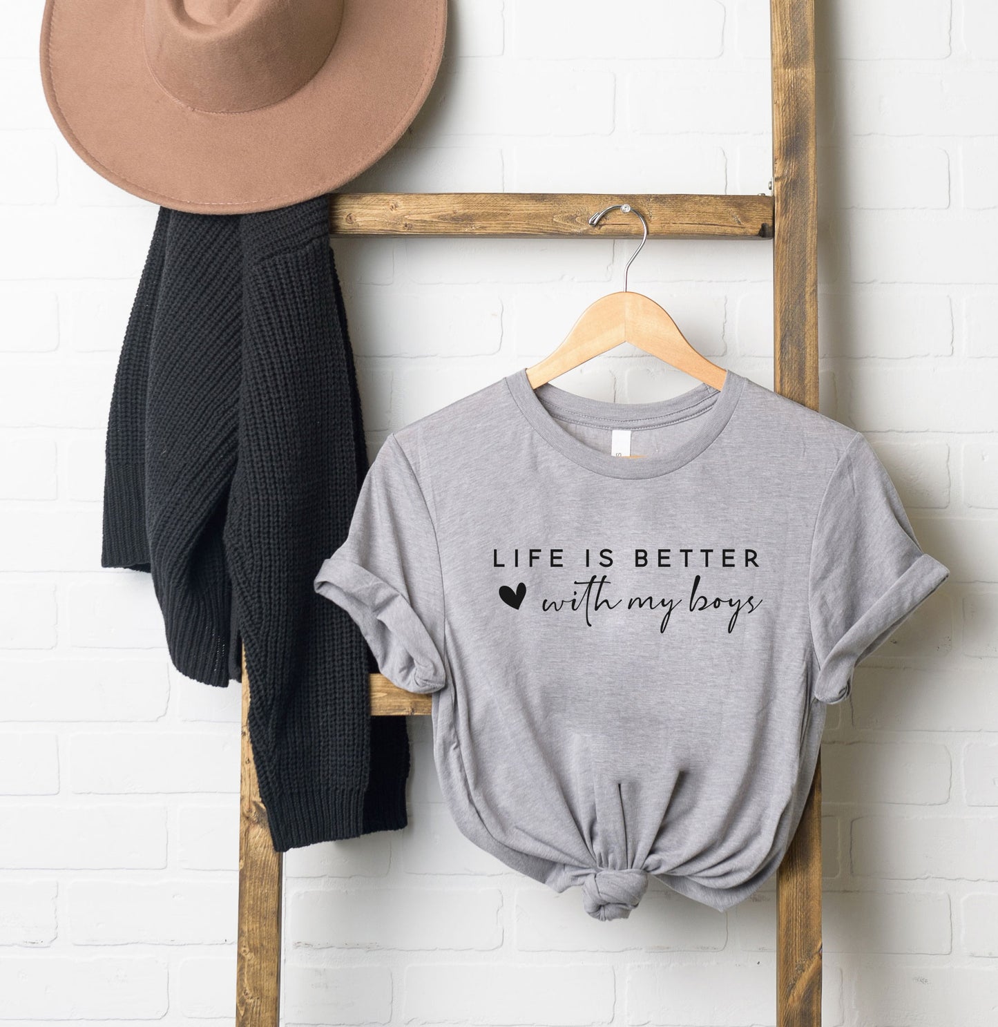 Life Is Better With My Boys Heart | Short Sleeve Graphic Tee