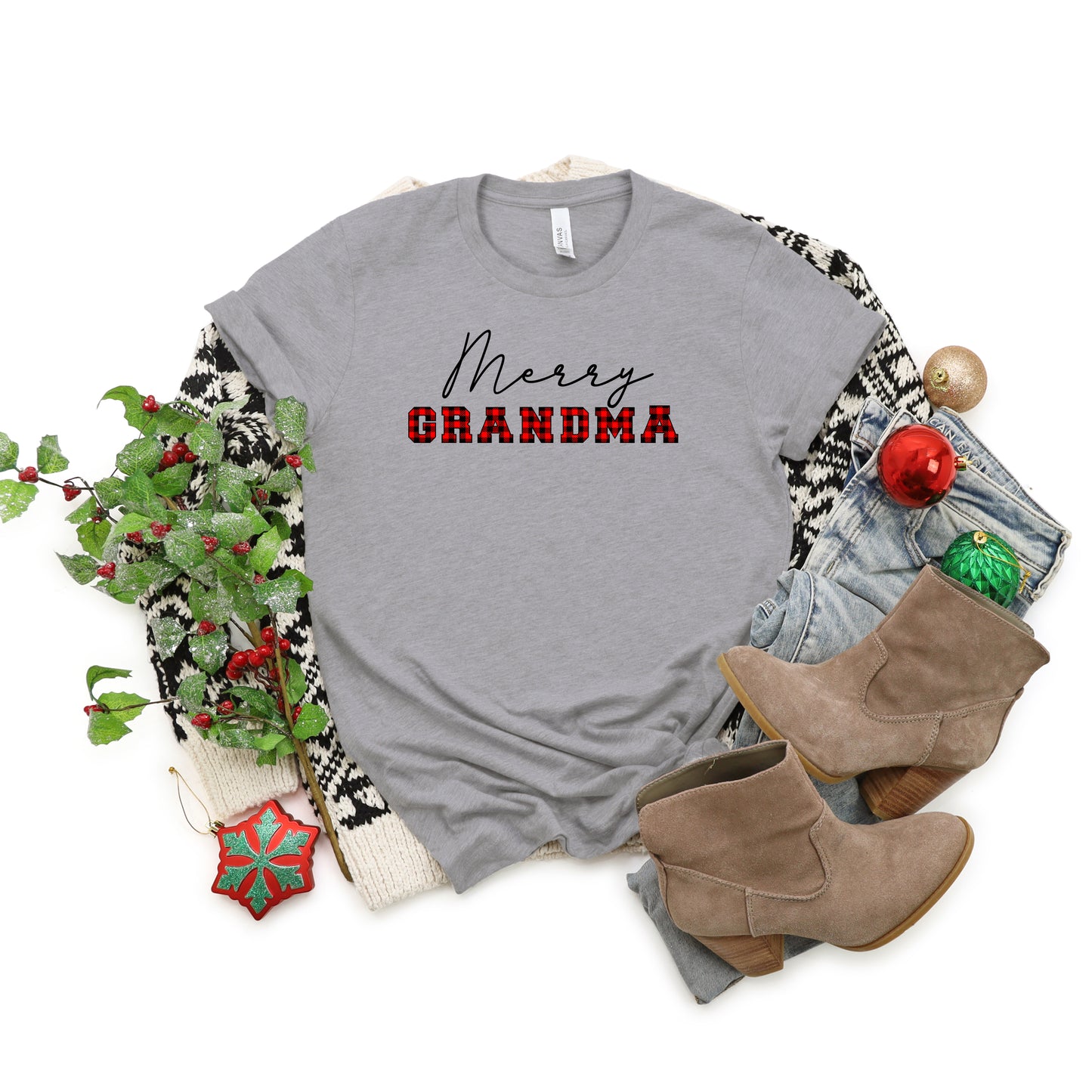 Merry Grandma Buffalo Plaid | Short Sleeve Graphic Tee