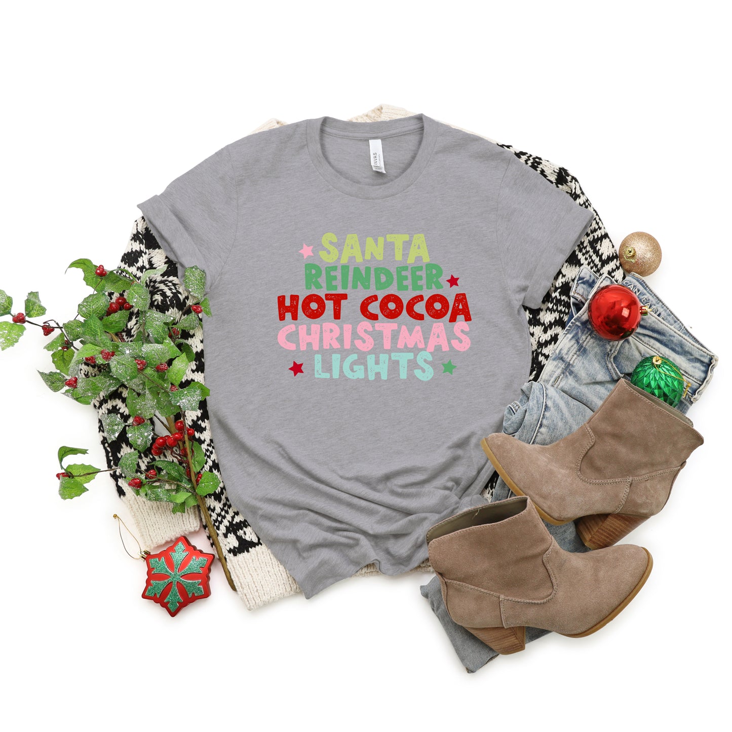 Santa Reindeer Hot Cocoa | Short Sleeve Graphic Tee