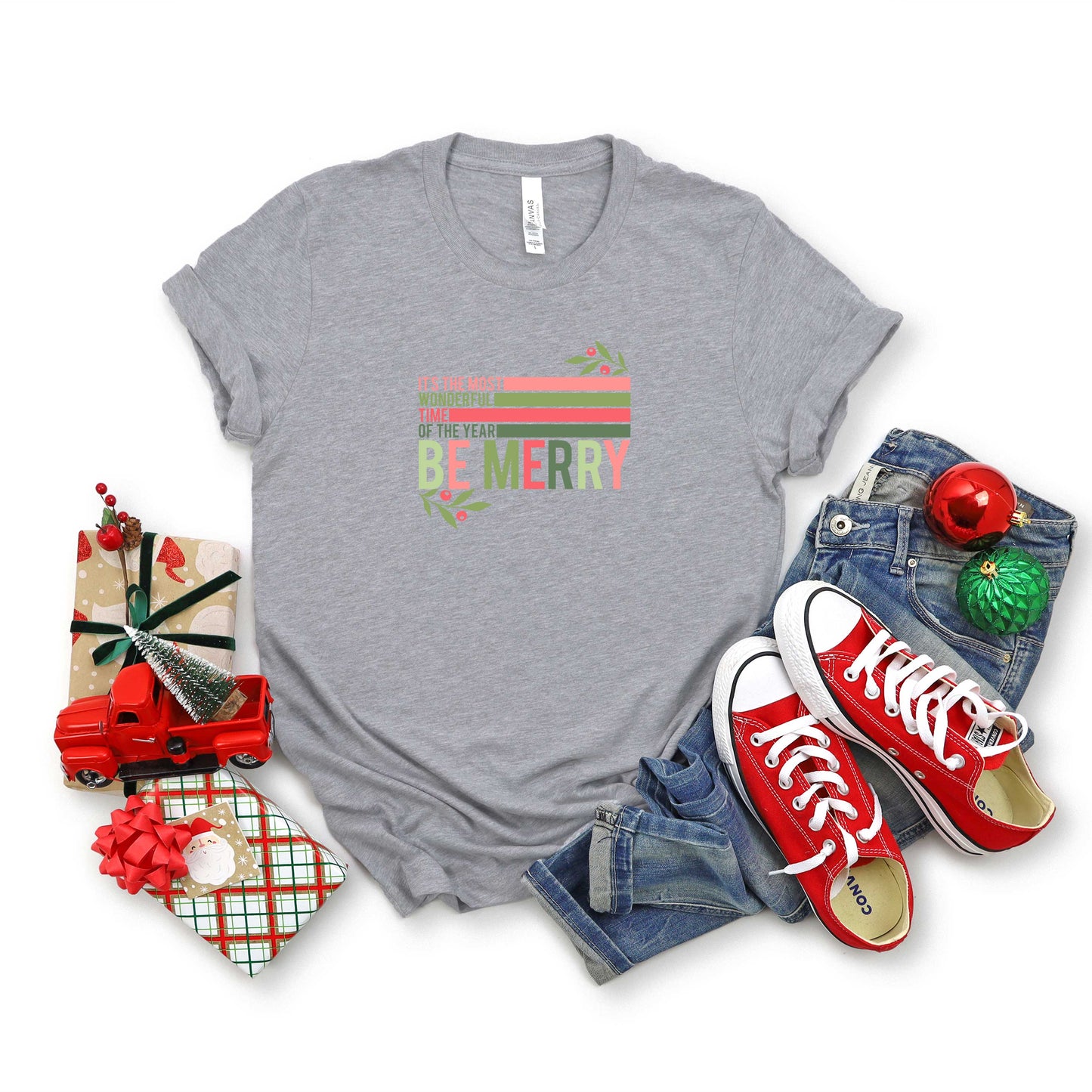 Be Merry Stripes | Short Sleeve Graphic Tee