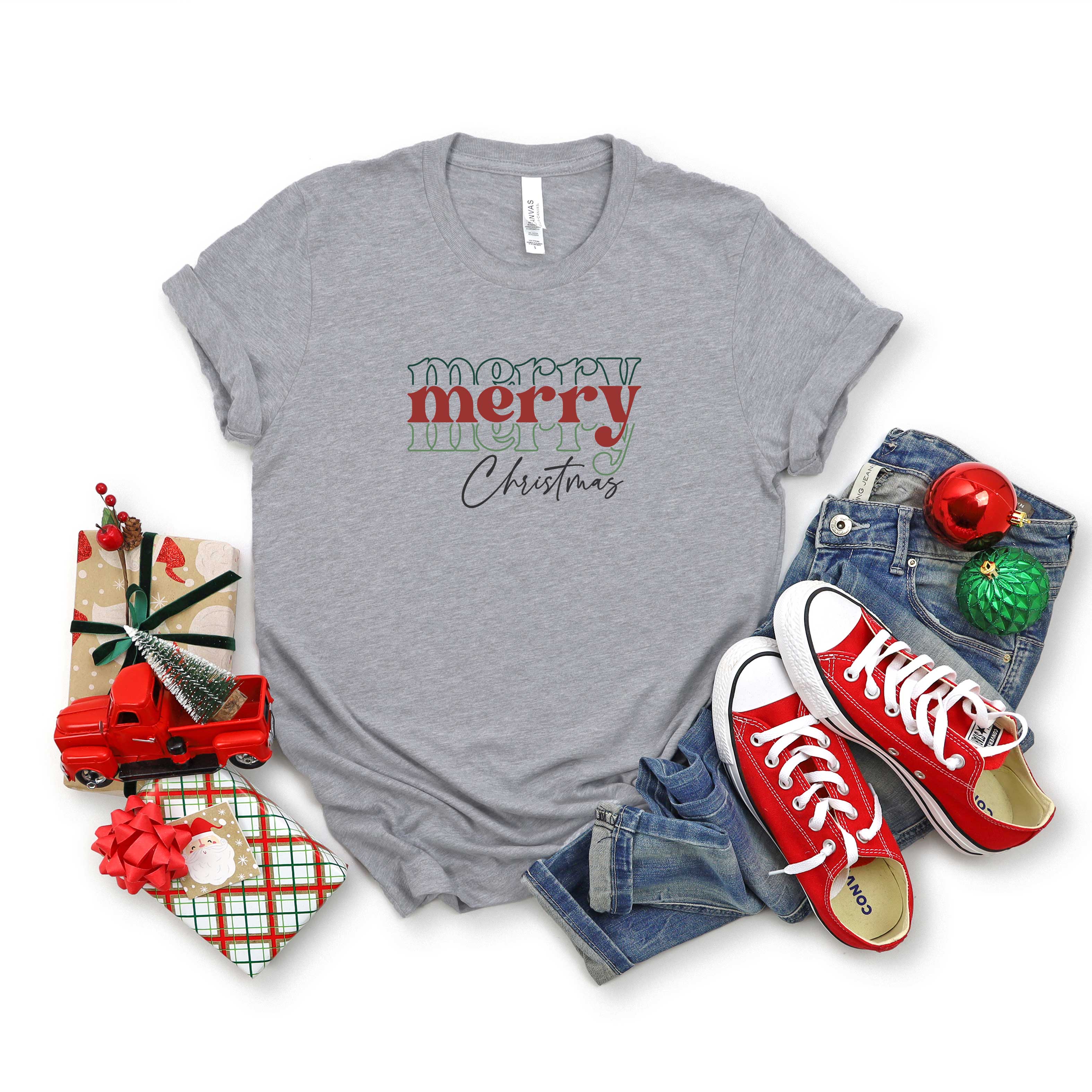 Merry Merry Merry Christmas | Short Sleeve Graphic Tee