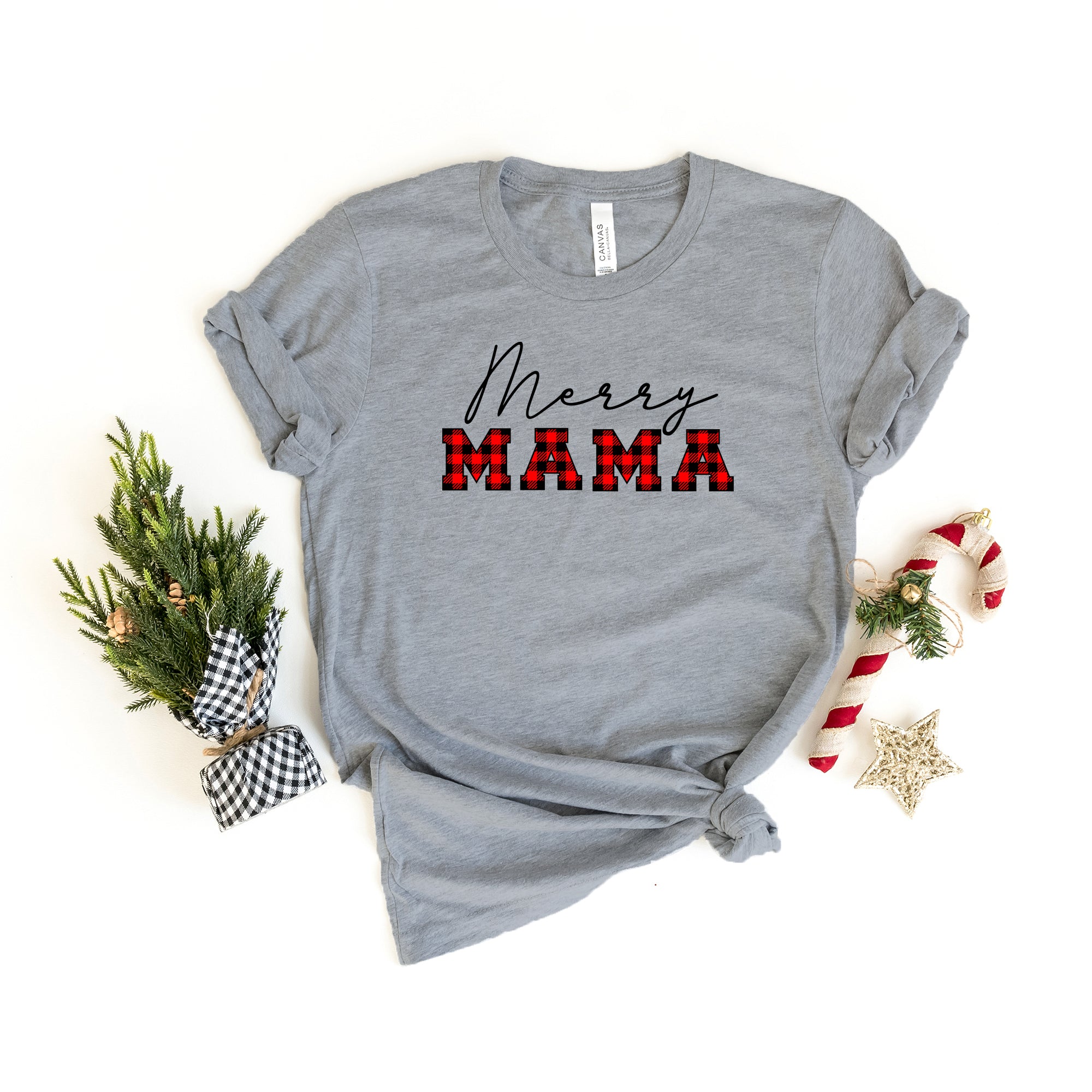 Merry Mama Buffalo Plaid | Short Sleeve Graphic Tee