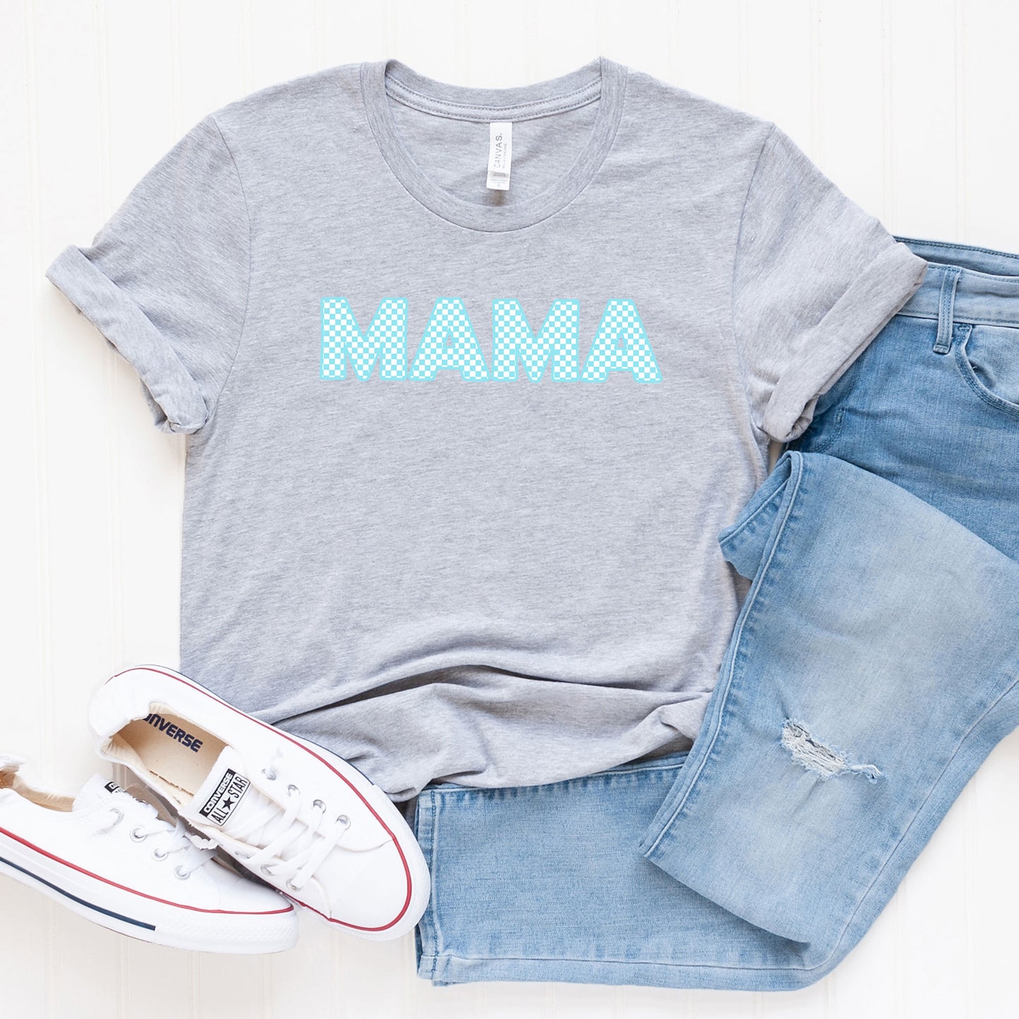 Blue Checkered Mama | Short Sleeve Graphic Tee