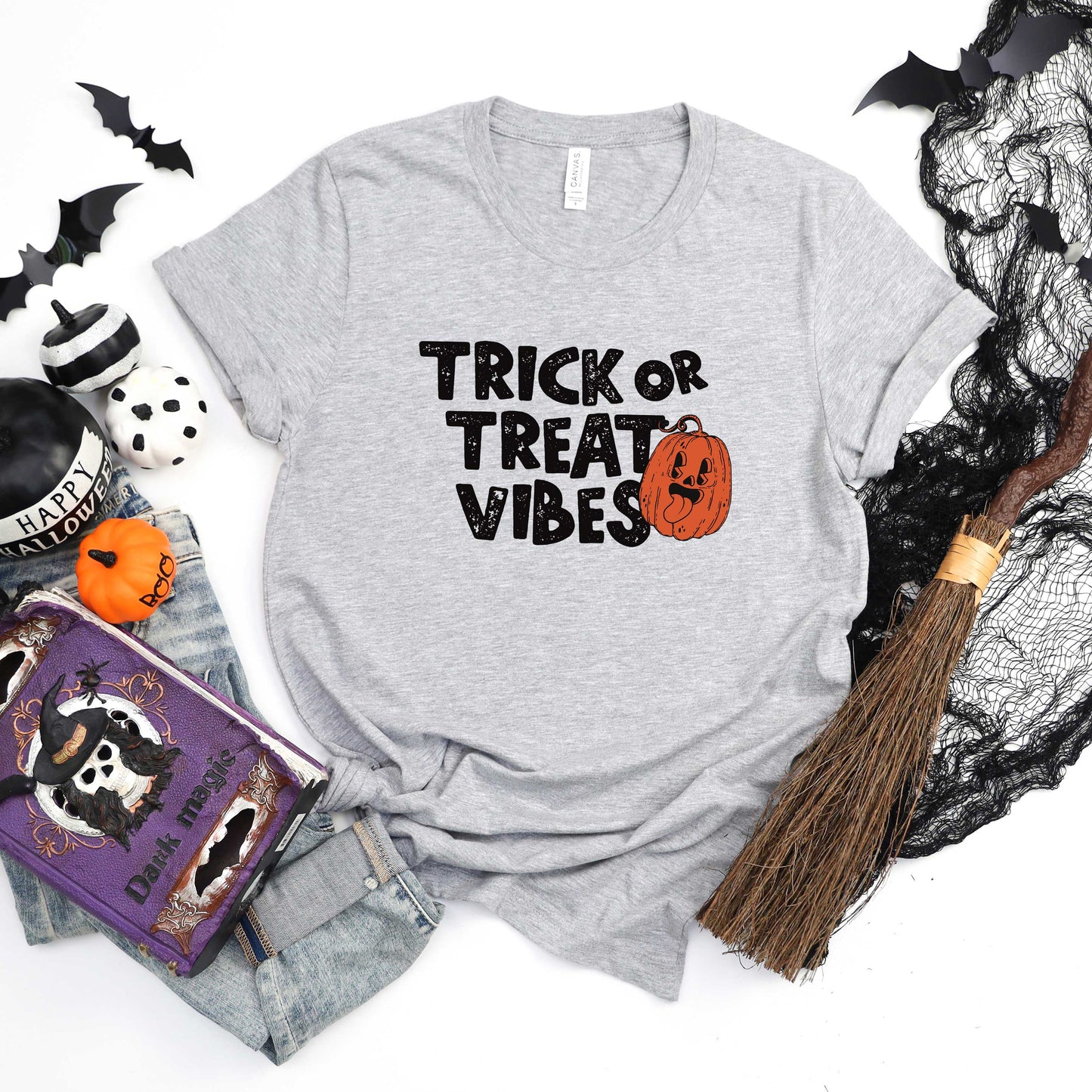 Trick or Treat Vibes Pumpkin | Short Sleeve Crew Neck