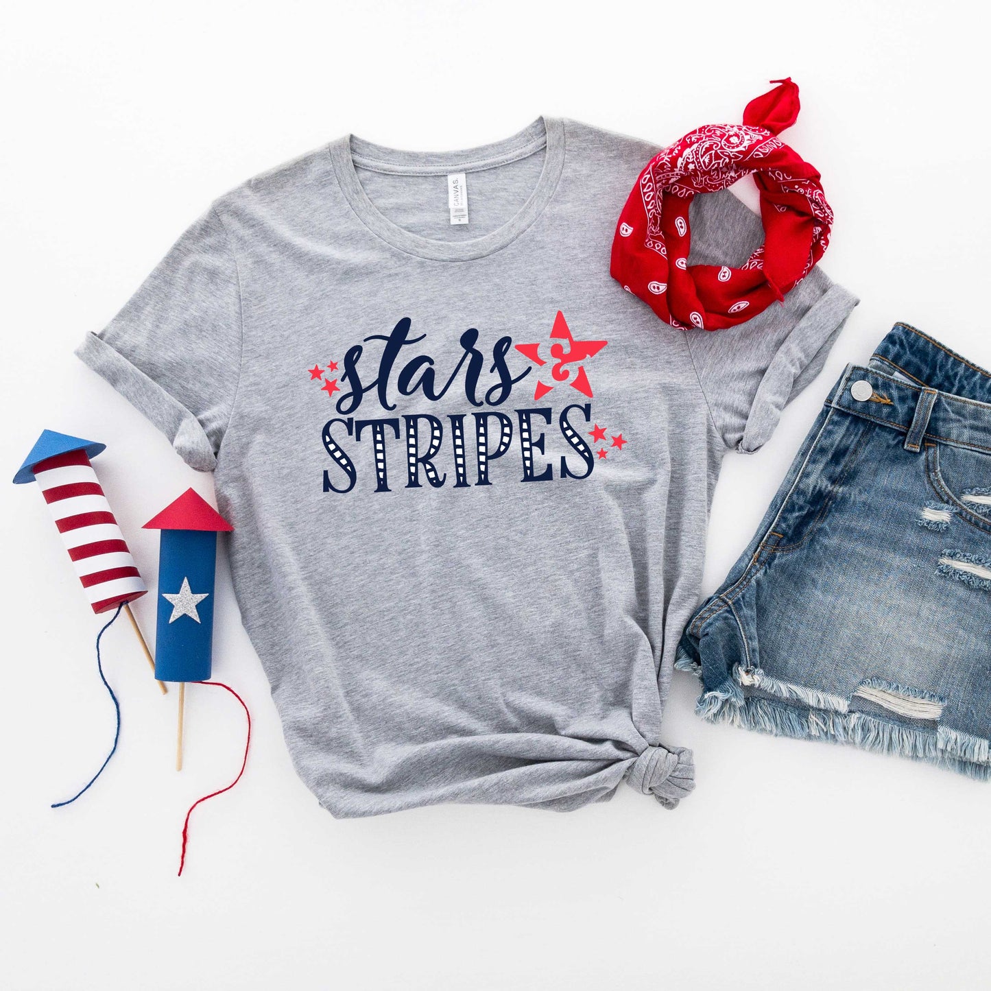 Stars And Stripes With Stars | Short Sleeve Graphic Tee
