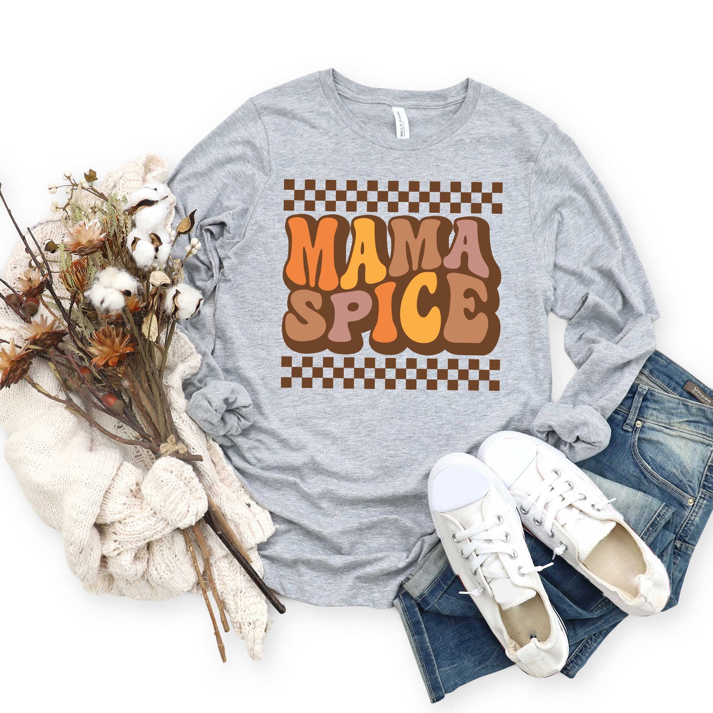 Mama Spice Checkered | Long Sleeve Crew Neck