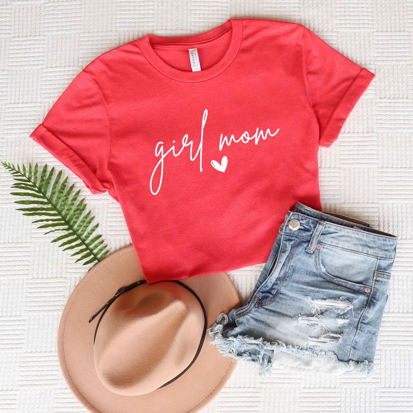 Girl Mom Cursive Heart | Short Sleeve Graphic Tee