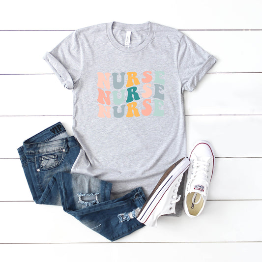 Nurse Stacked Wavy Colorful | Short Sleeve Graphic Tee