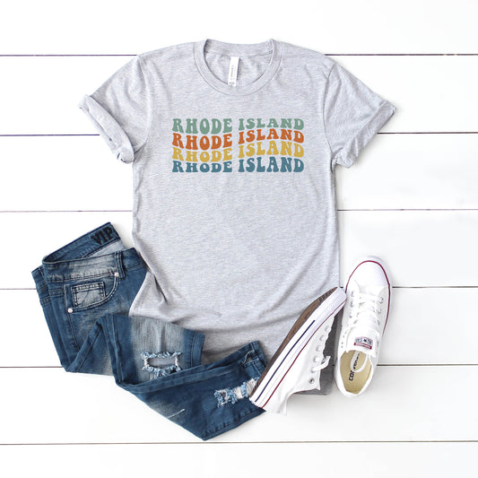Rhode Island Retro Wavy | Short Sleeve Graphic Tee