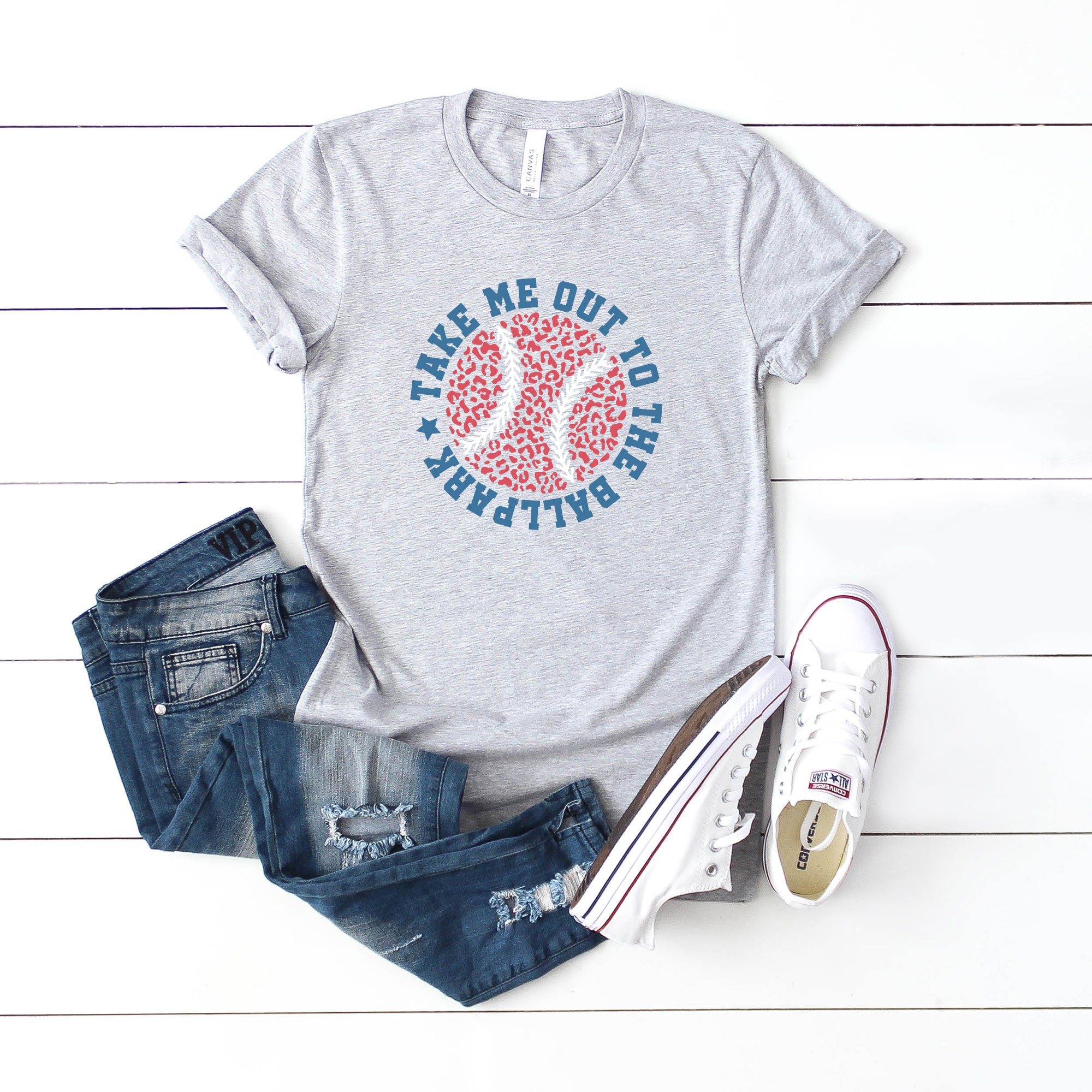 Take Me Out To The Ballpark Leopard | Short Sleeve Graphic Tee
