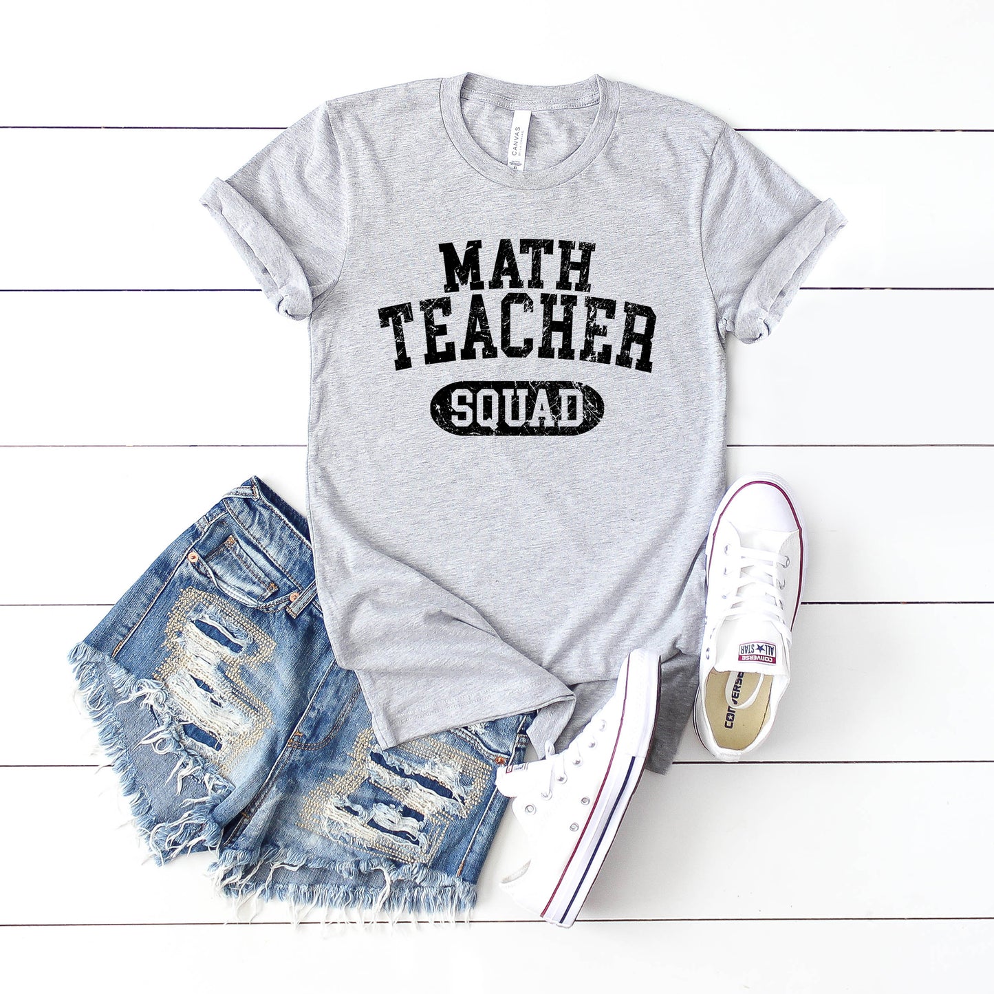 Math Teacher Squad Distressed | Short Sleeve Graphic Tee