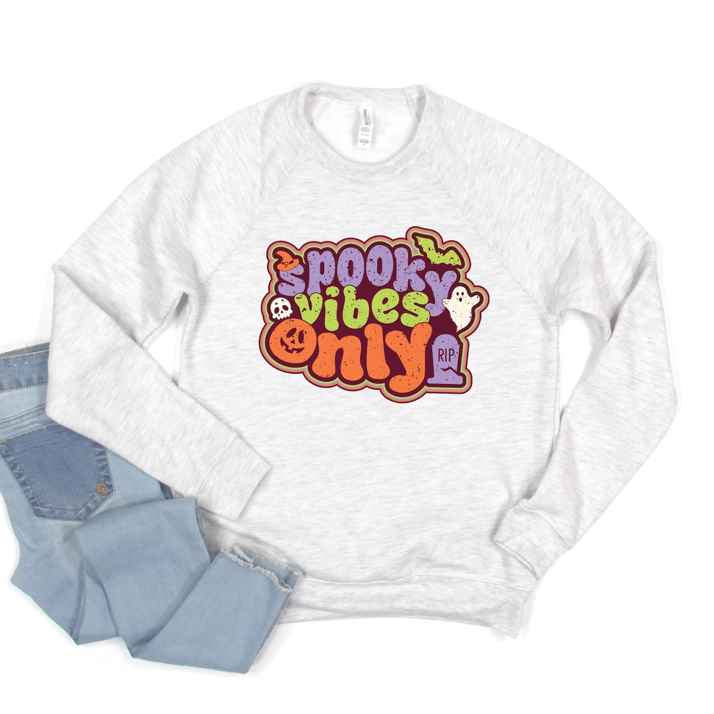 Spooky Vibes Only Retro | Bella Canvas Sweatshirt