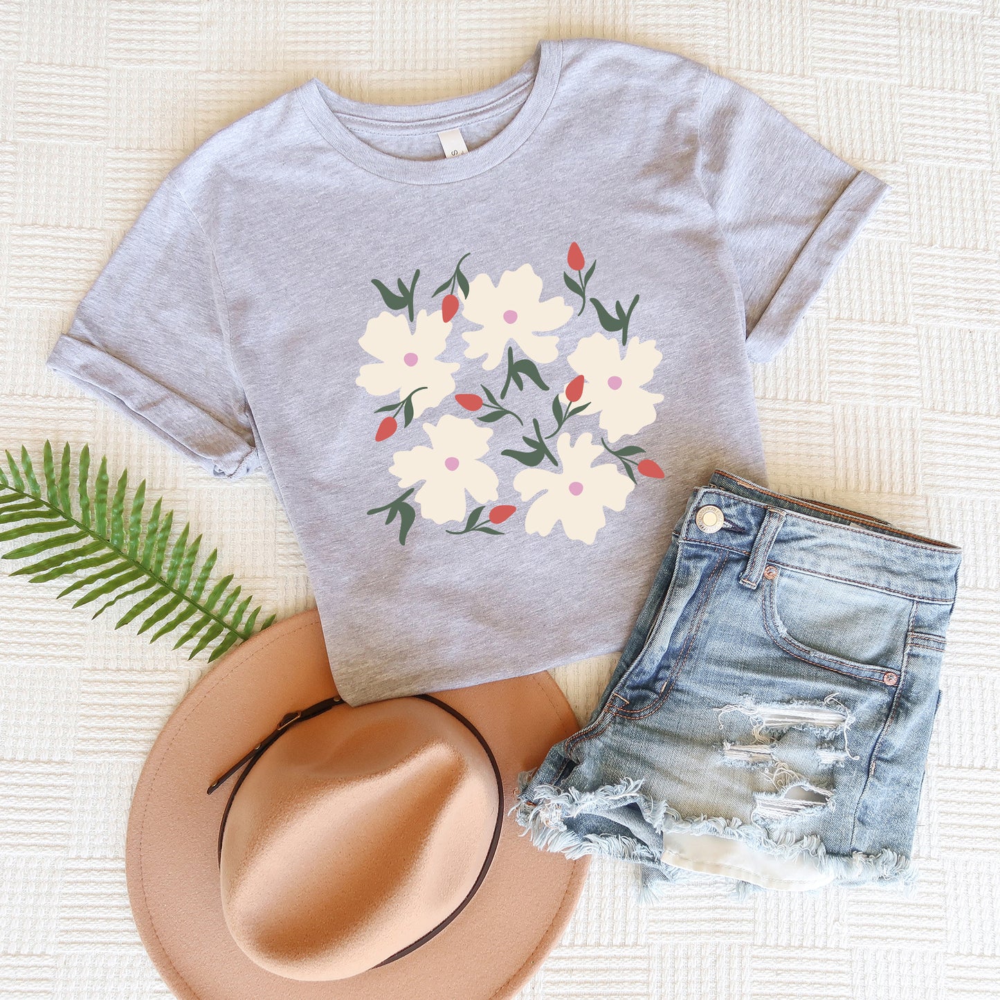 Pink Flowers And Buds | Short Sleeve Graphic Tee