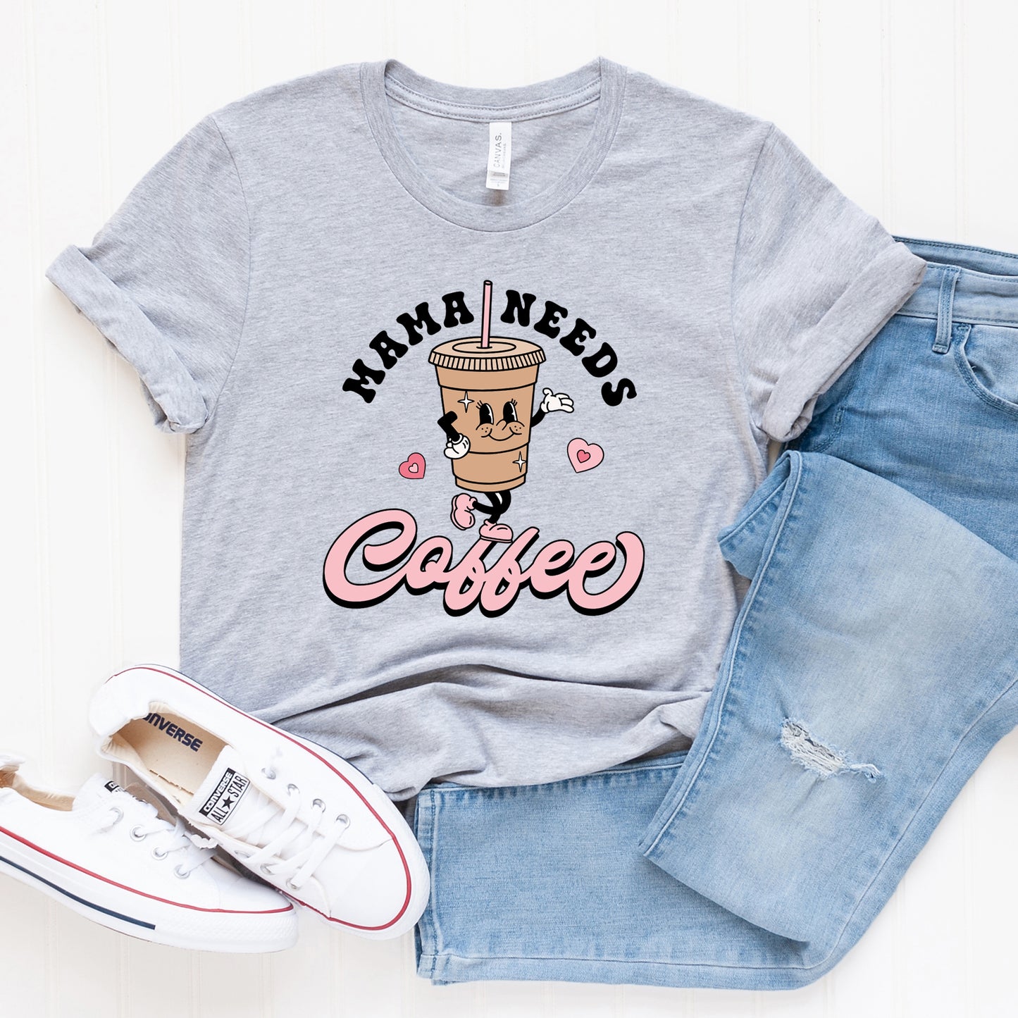 Retro Mama Needs Coffee | Short Sleeve Graphic Tee