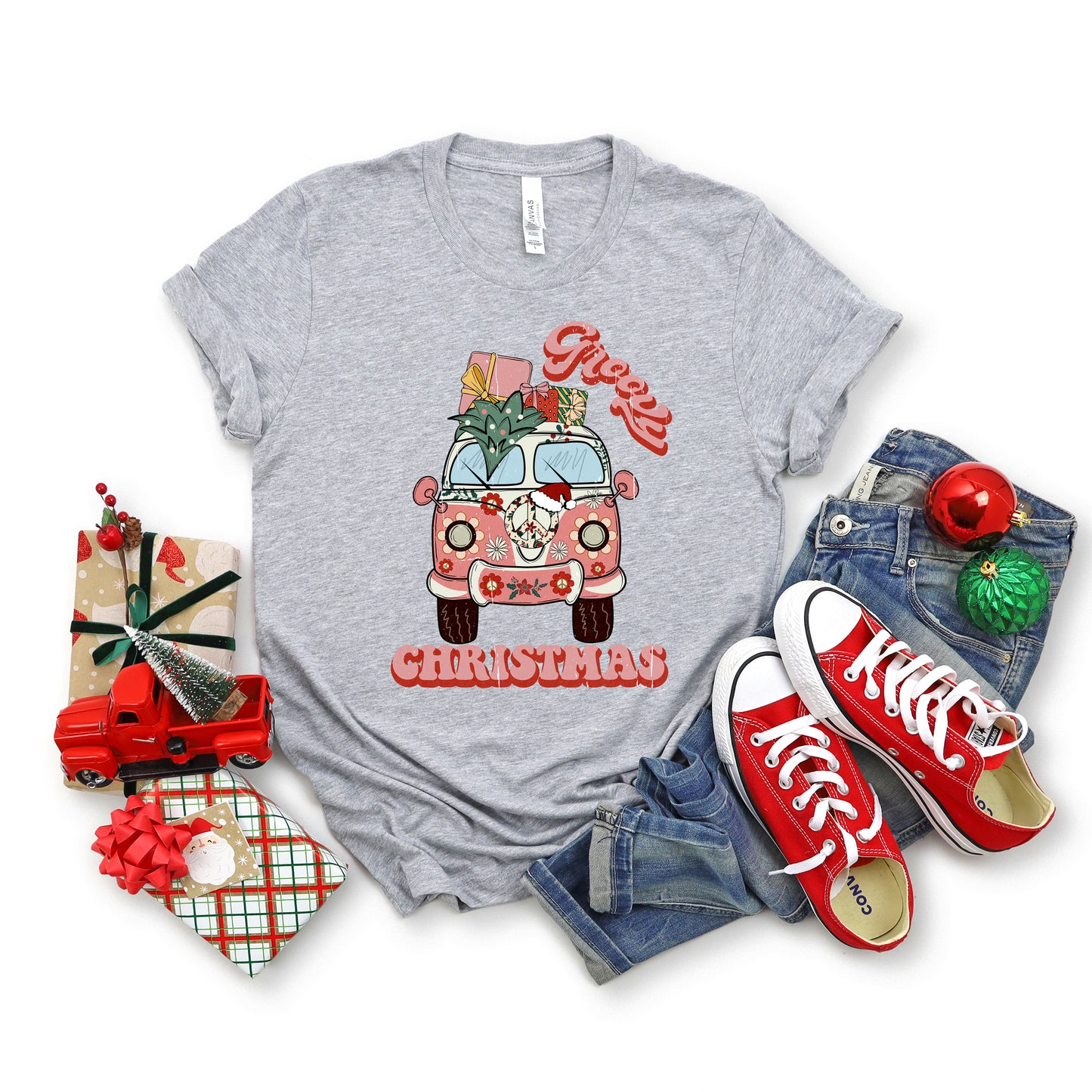 Retro Van Groovy Christmas | Short Sleeve Graphic Tee