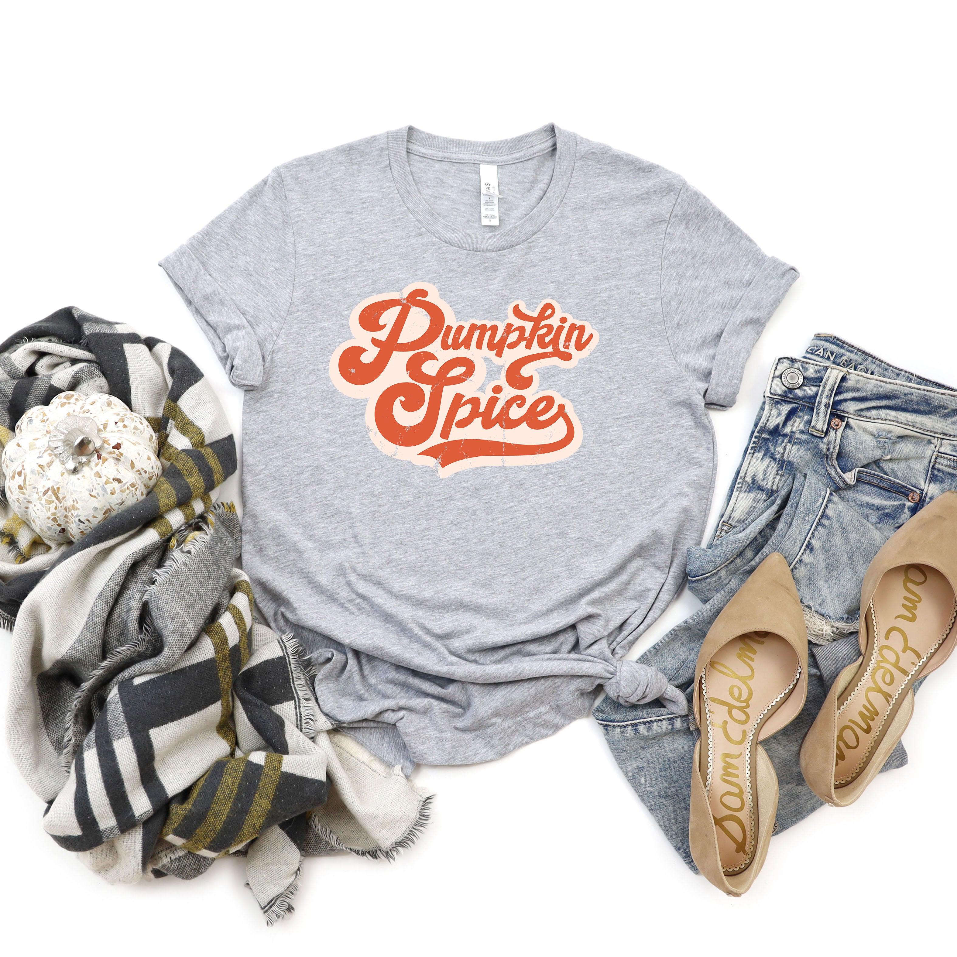 Retro Pumpkin Spice Words | Short Sleeve Graphic Tee