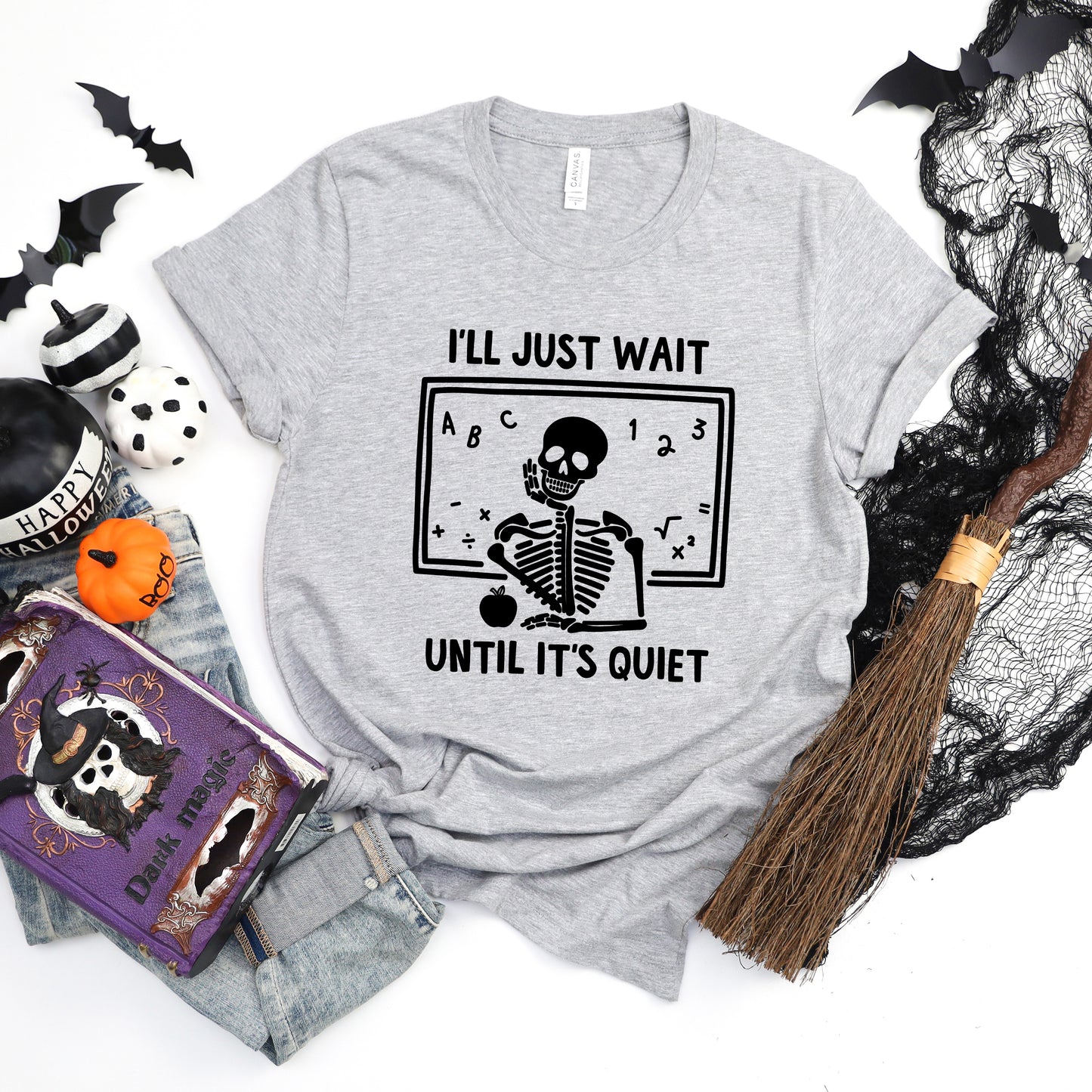 Wait Until It's Quiet Apple | Short Sleeve Graphic Tee | Halloween