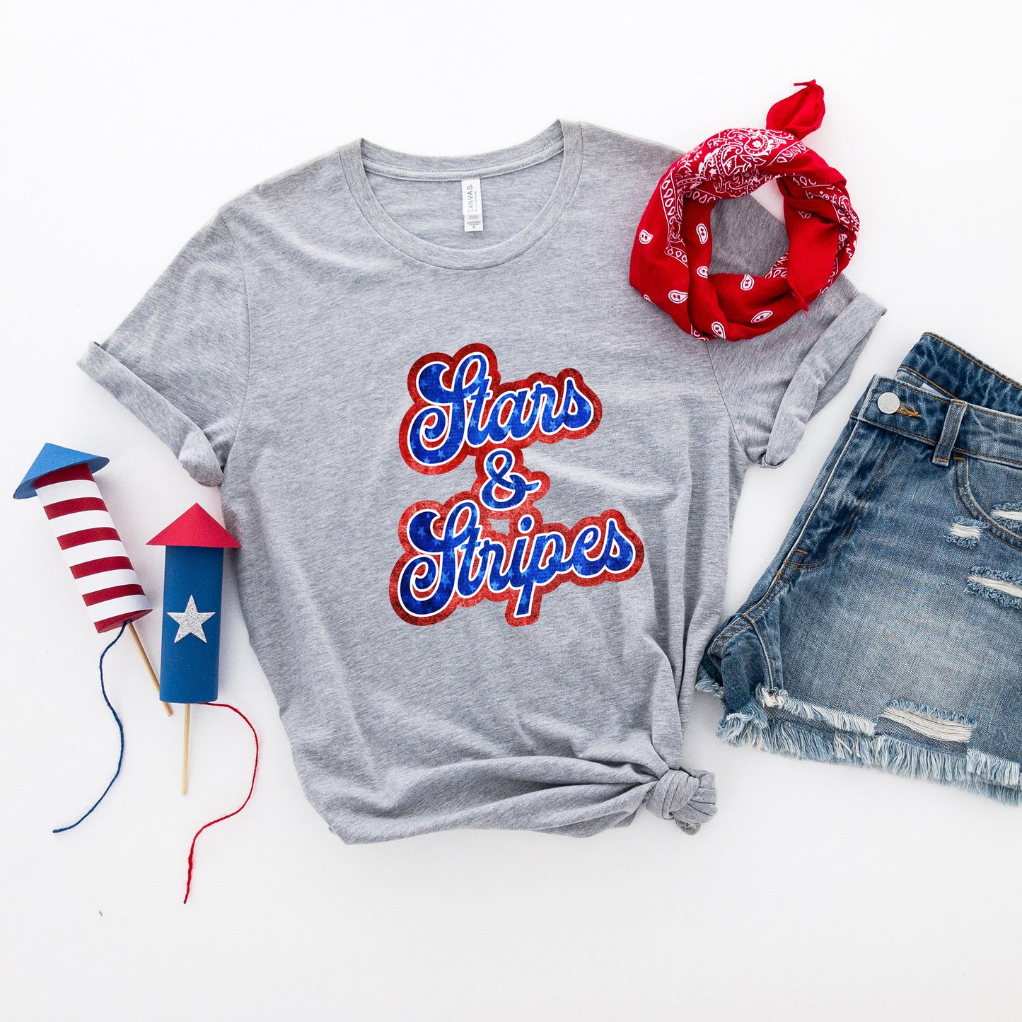 Stars And Stripes Cursive | Short Sleeve Graphic Tee