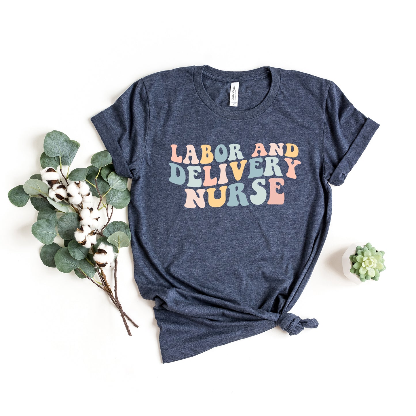 Labor And Delivery Nurse Wavy Pastel Colorful | Short Sleeve Graphic Tee
