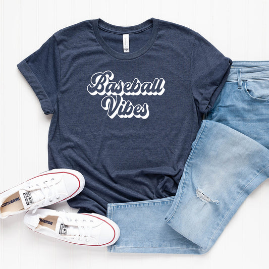 Baseball Vibes Cursive | Short Sleeve Graphic Tee