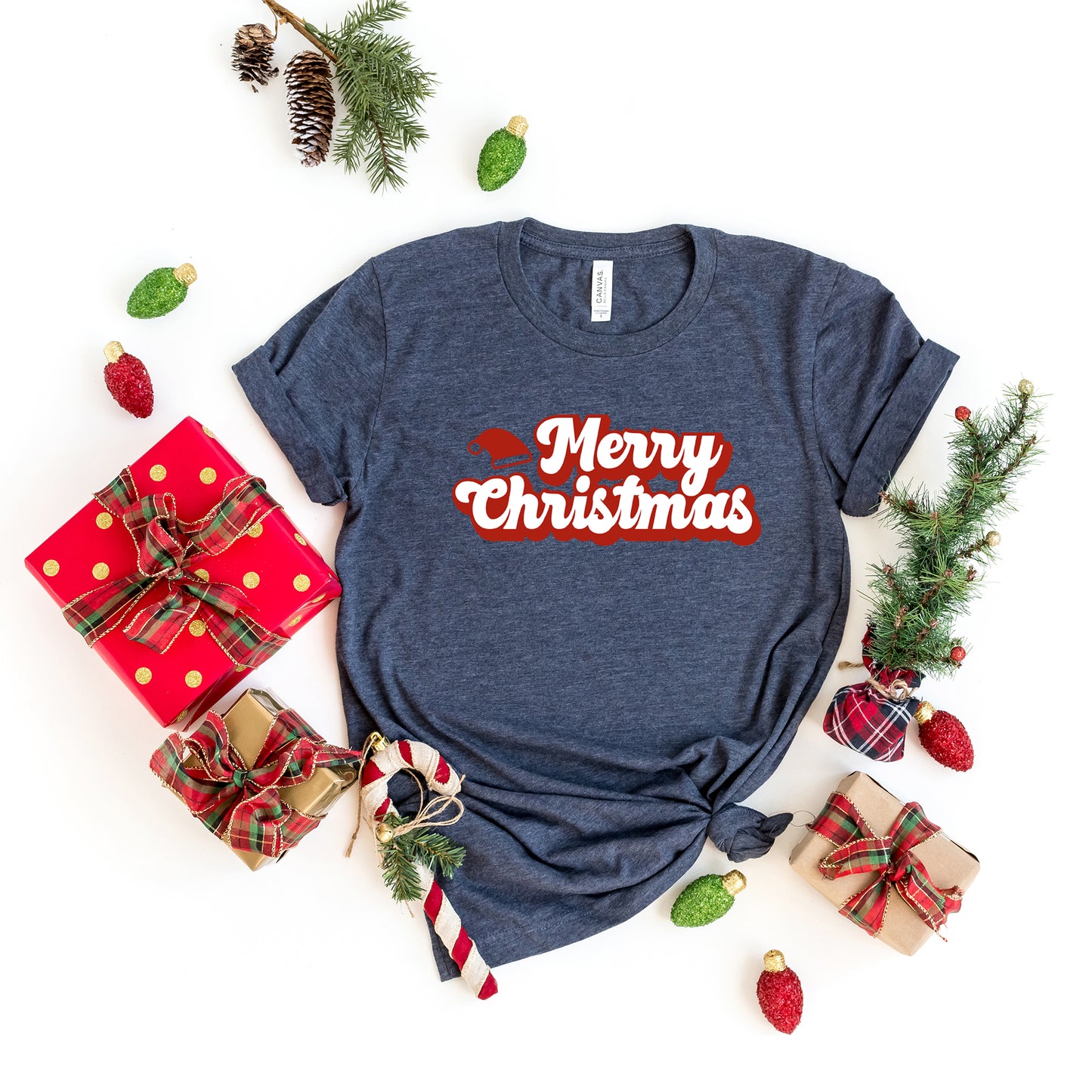 Merry Christmas Hat | Short Sleeve Graphic Tee