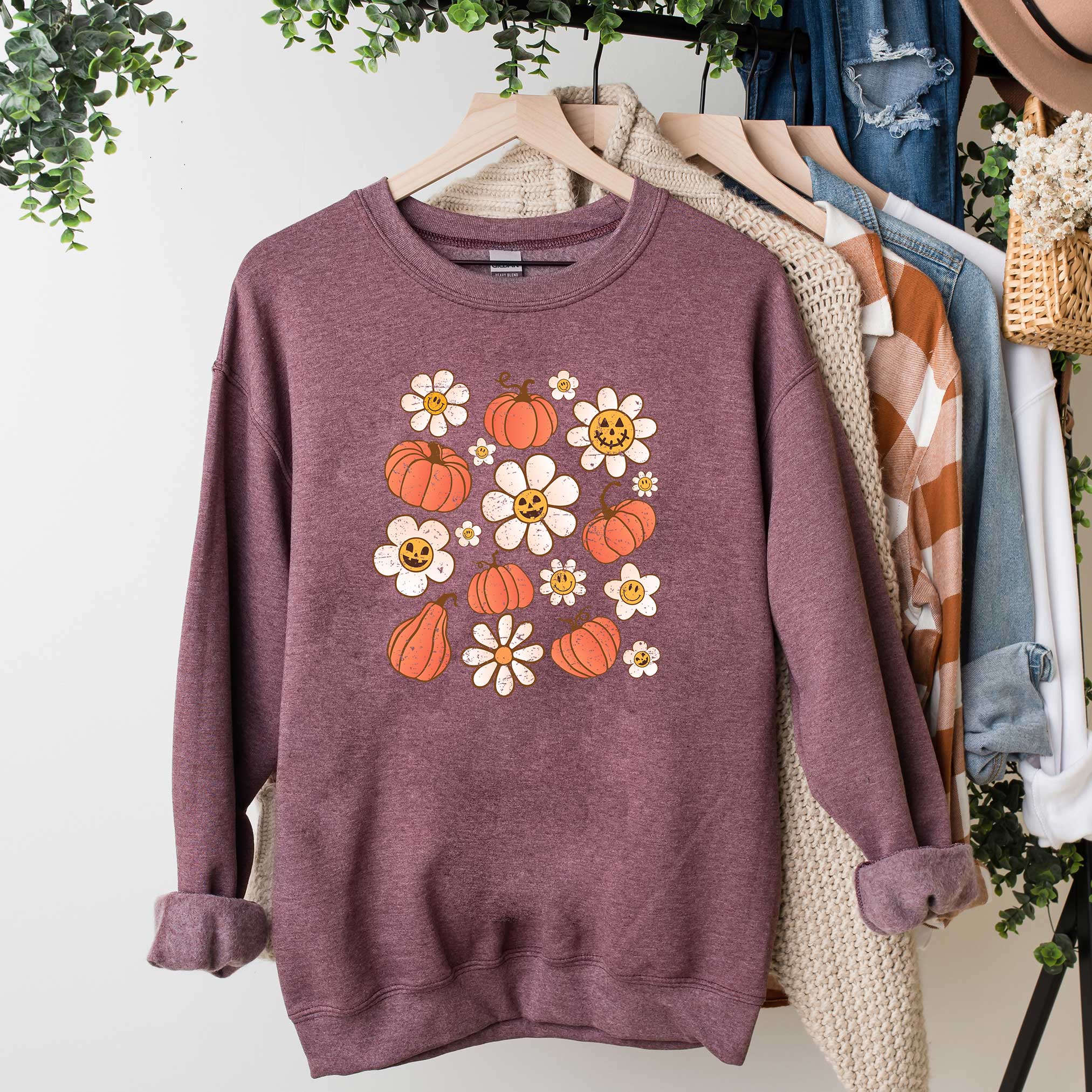 Distressed Flowers and Pumpkins | Sweatshirt