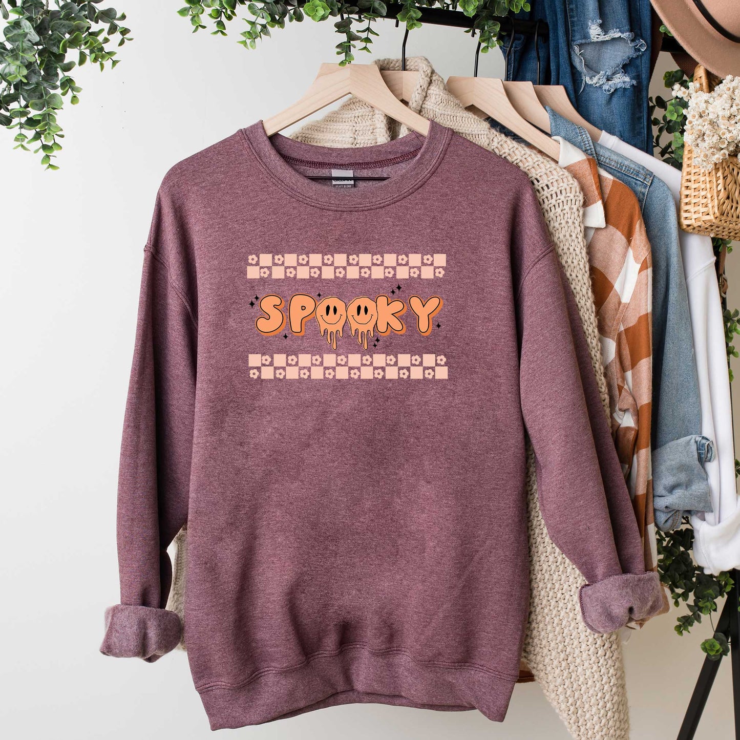 Spooky Checkered Flowers | Sweatshirt