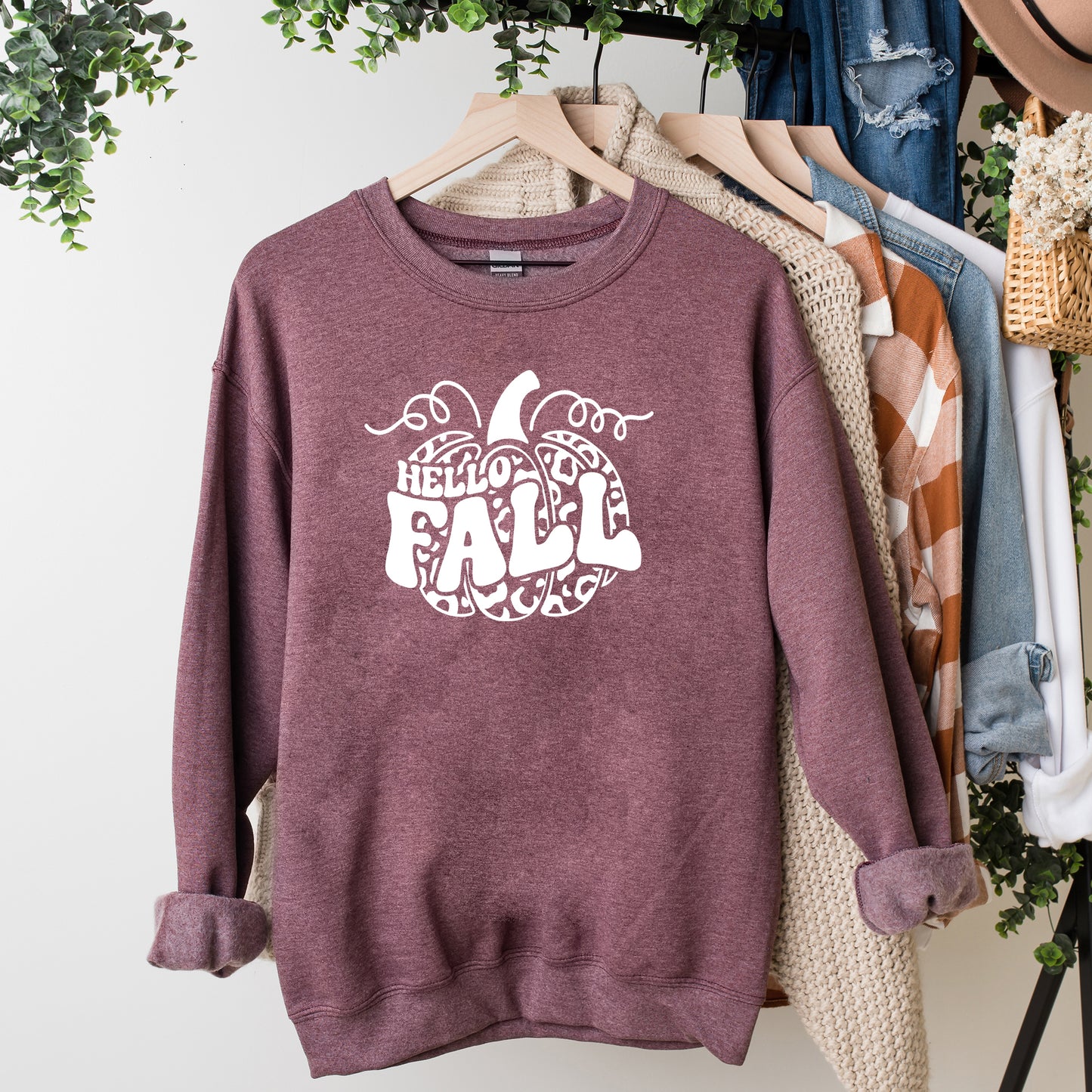 Hello Fall Leopard Pumpkin | Sweatshirt