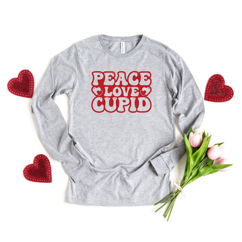Peace Love Cupid Balloon Letters | Long Sleeve Graphic Tee