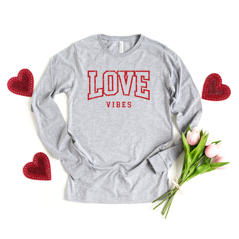 Love Vibes Varsity | Long Sleeve Graphic Tee