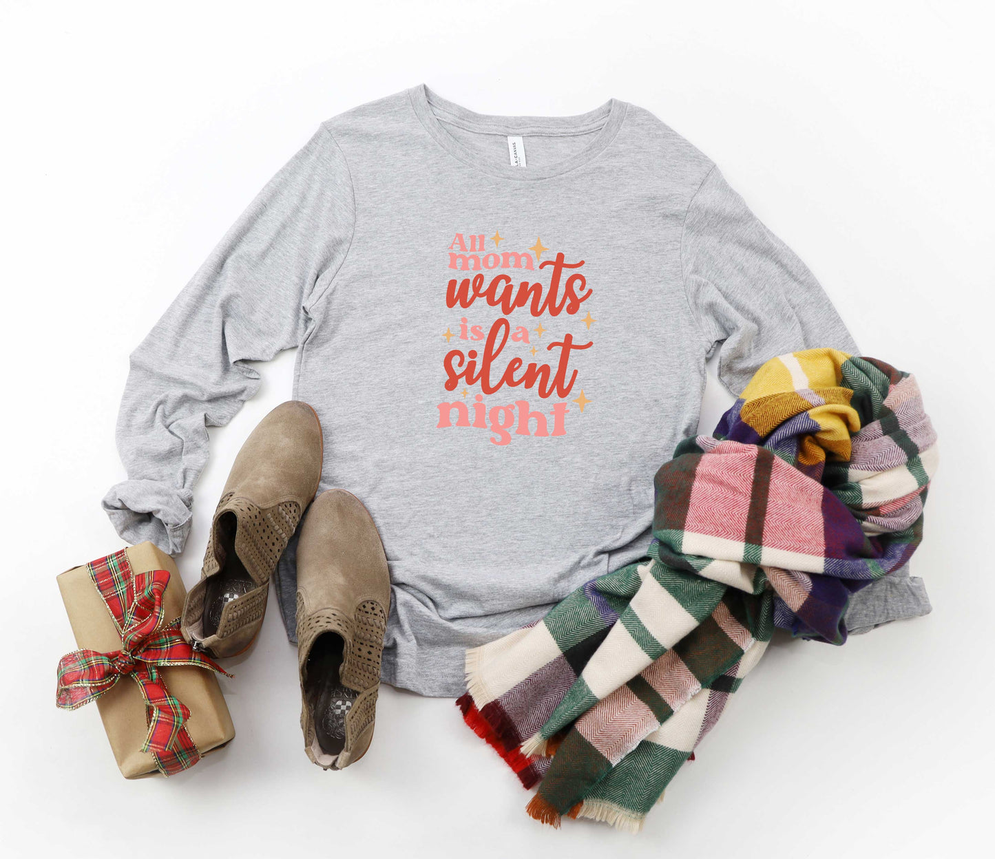 Mom Wants A Silent Night | Long Sleeve Graphic Tee