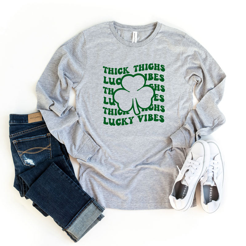 Thick Thighs Lucky Vibes | Long Sleeve Graphic Tee