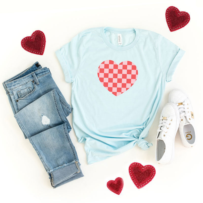 Valentines Checkered Heart | Short Sleeve Graphic Tee