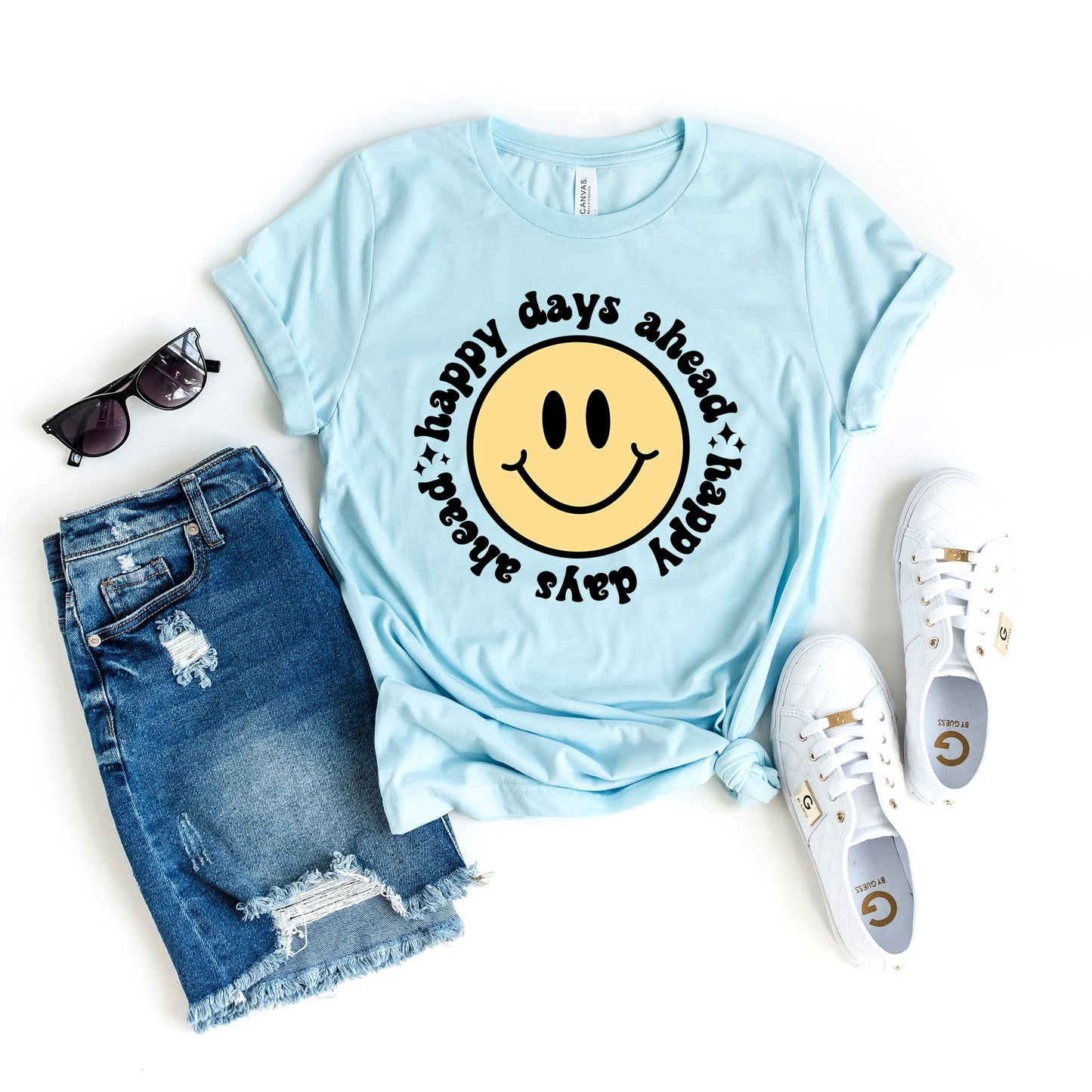 Happy Days Ahead Smiley Face | Short Sleeve Graphic Tee