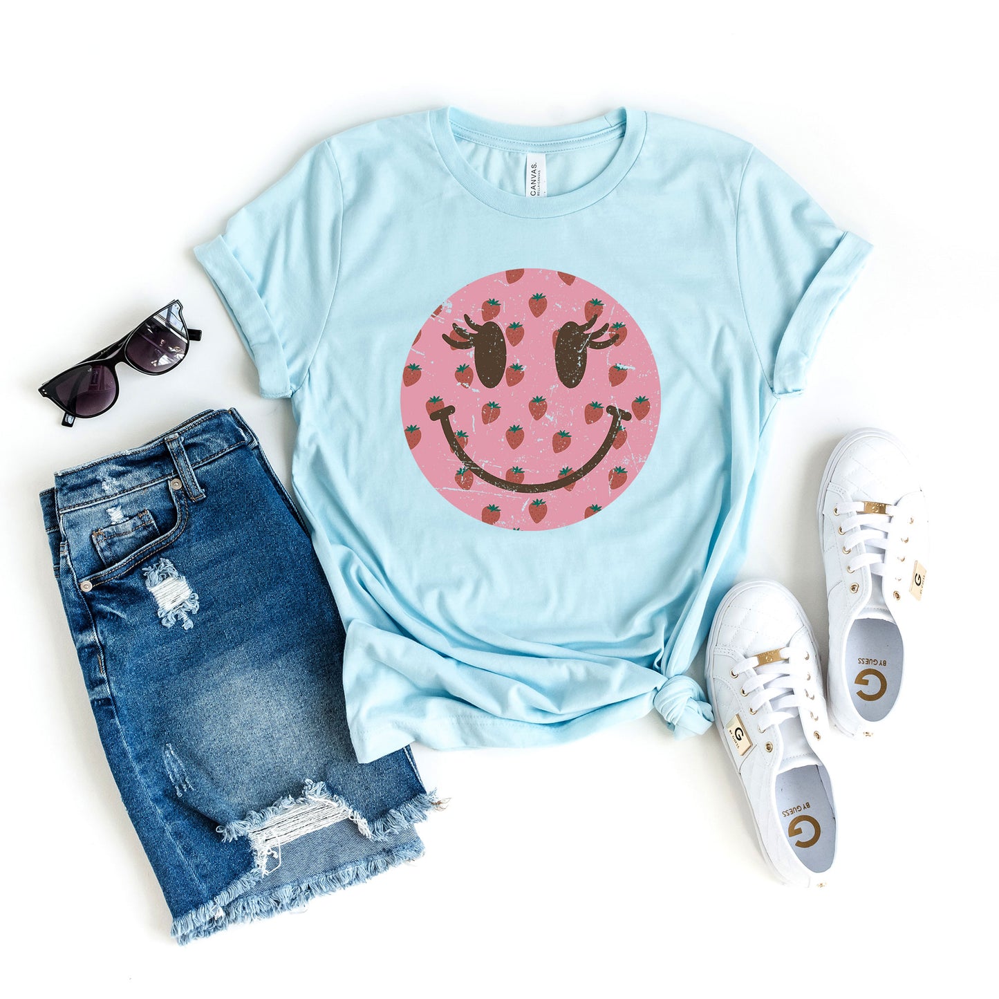 Smiley Face Strawberries | Short Sleeve Graphic Tee