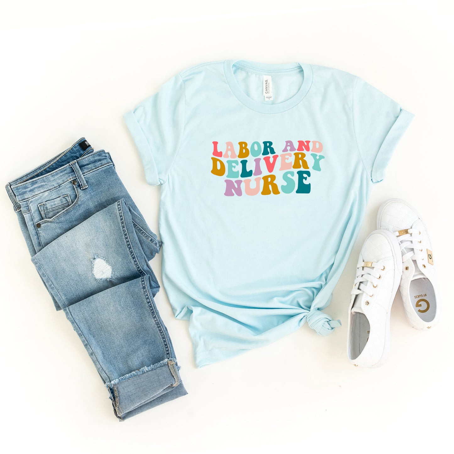 Labor And Delivery Nurse Wavy Bright Colorful | Short Sleeve Graphic Tee